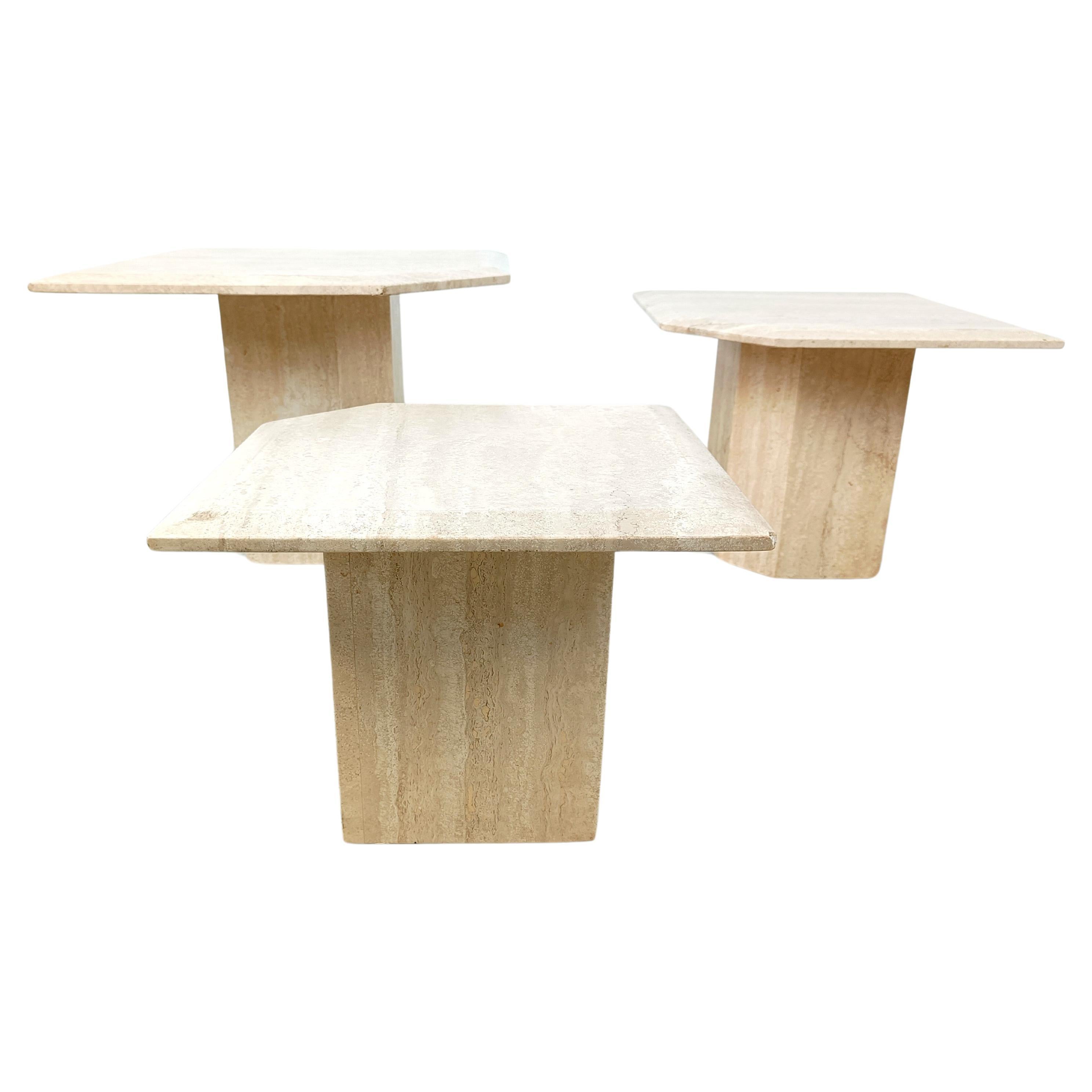 Vintage travertine nesting tables or side tables, 1970s