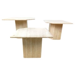 Retro travertine nesting tables or side tables, 1970s