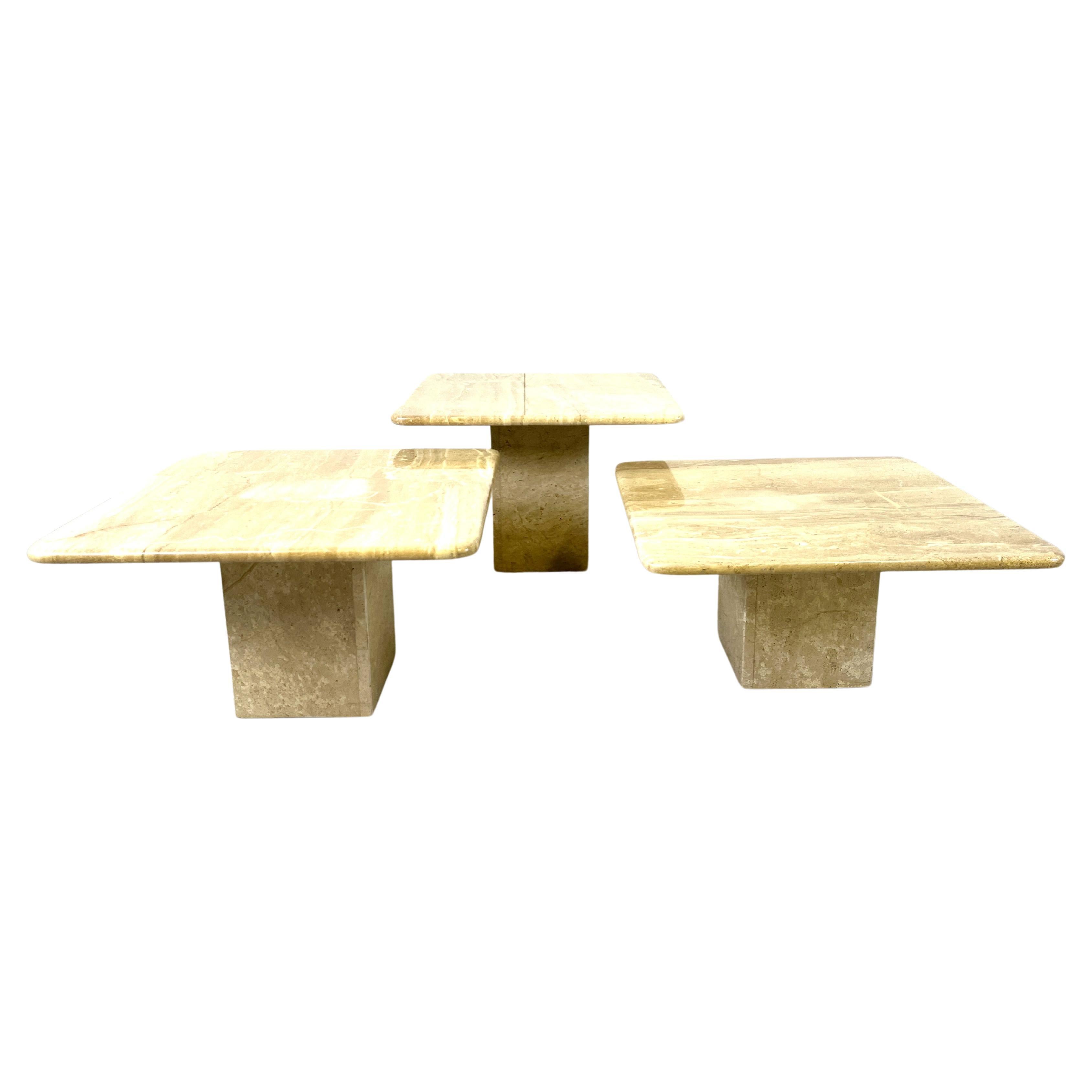 Vintage travertine nesting tables or side tables, 1970s For Sale