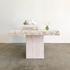 Vintage Travertine Raw Edge Live Edge End Table Side Table Postmodern MCM 70s 80