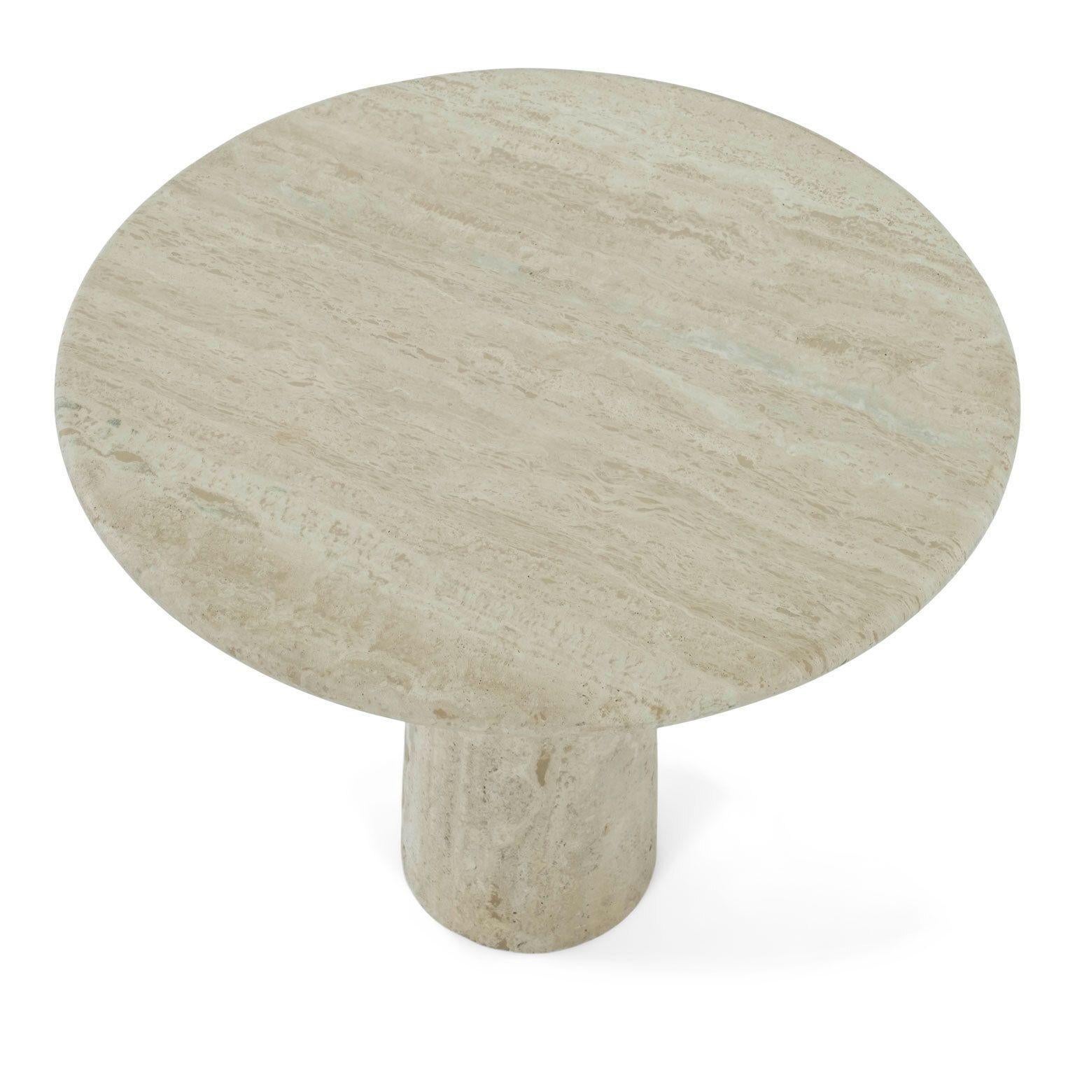 Vintage travertine side table, or accent table, circa 1970-1989.