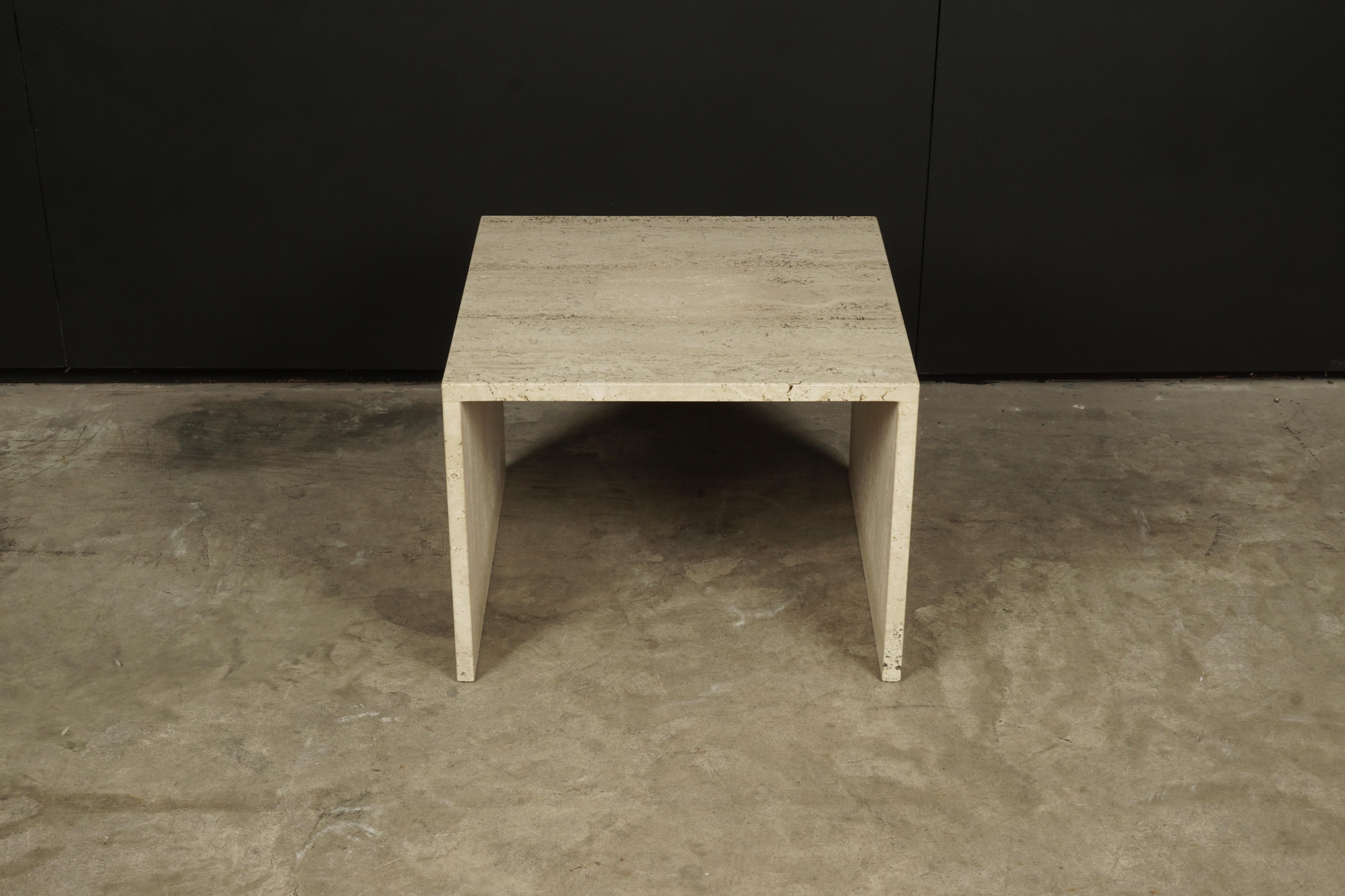 Vintage travertine side table from France, 1960s. Solid travertine with very light wear and use.