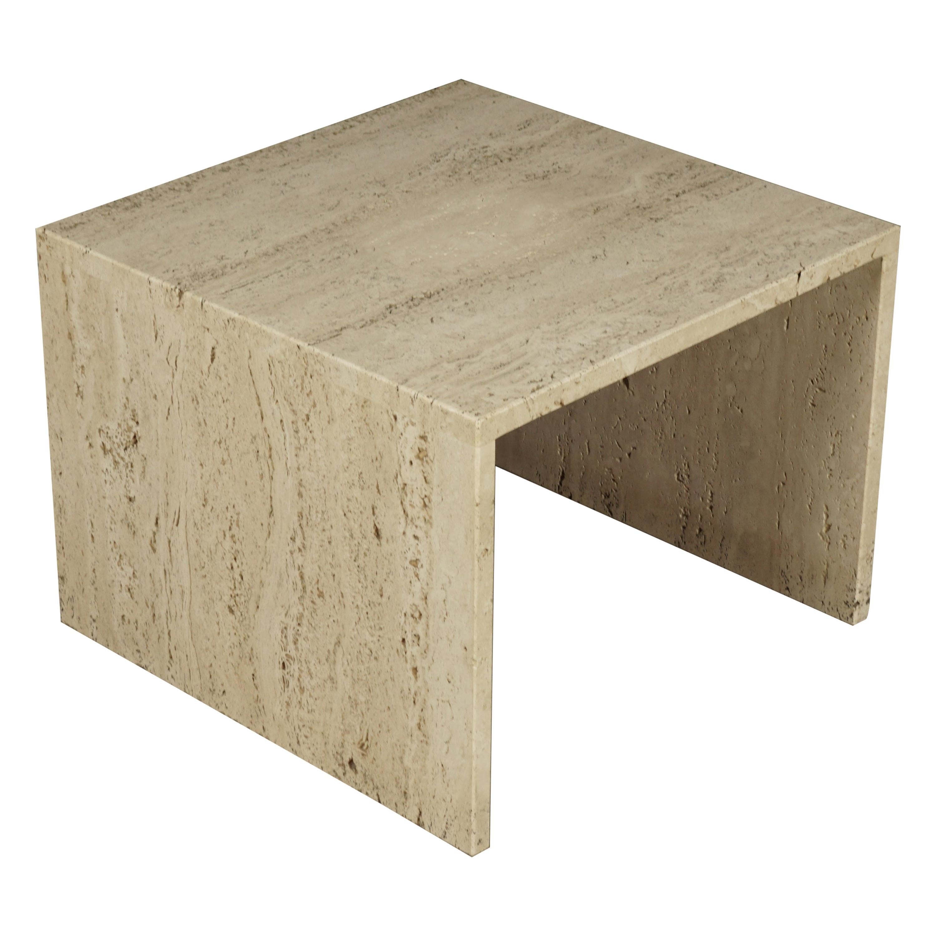 Vintage Travertine Side Table from France, 1960s