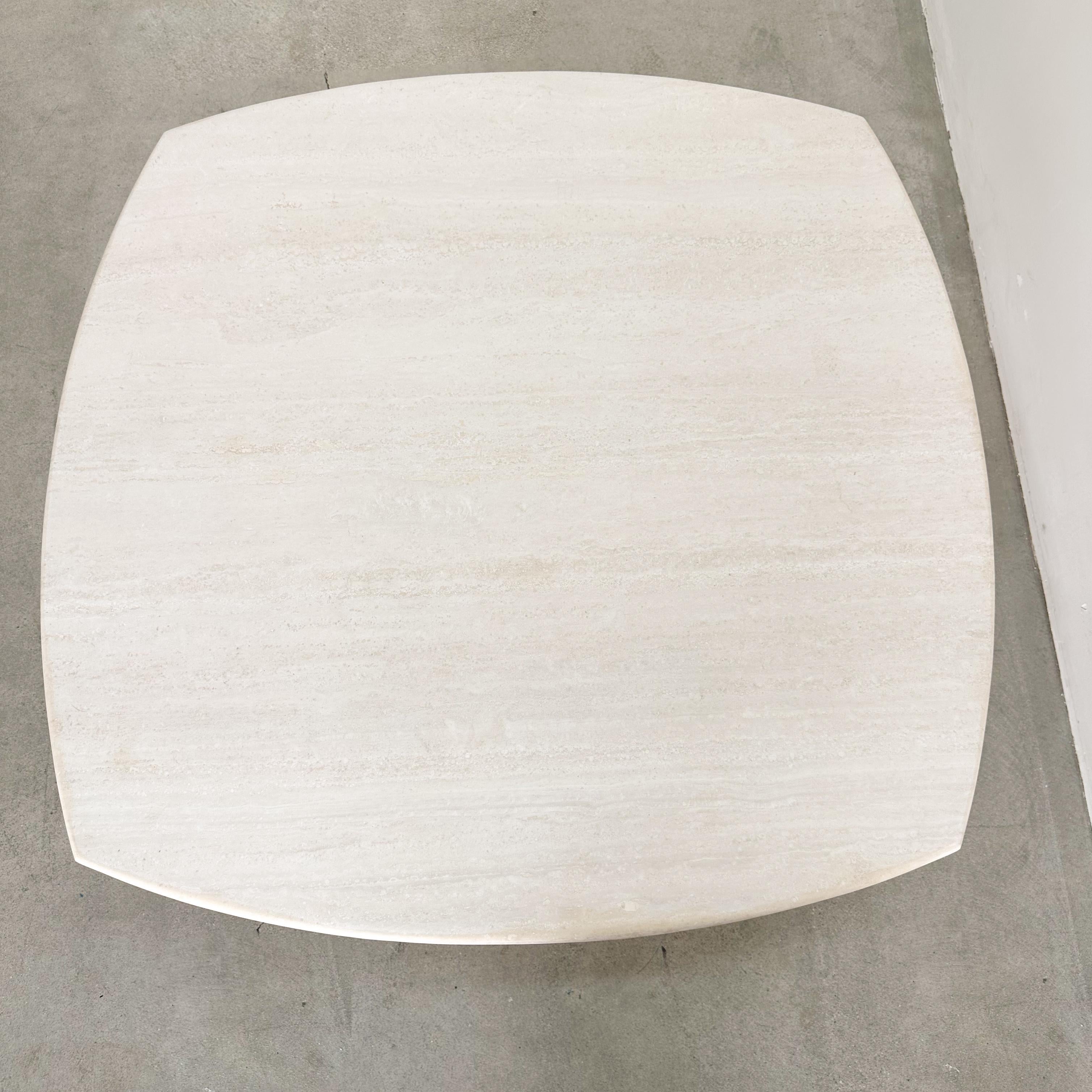 Vintage 1980s Travertine Square Coffee Table with Rounded Edge For Sale 2