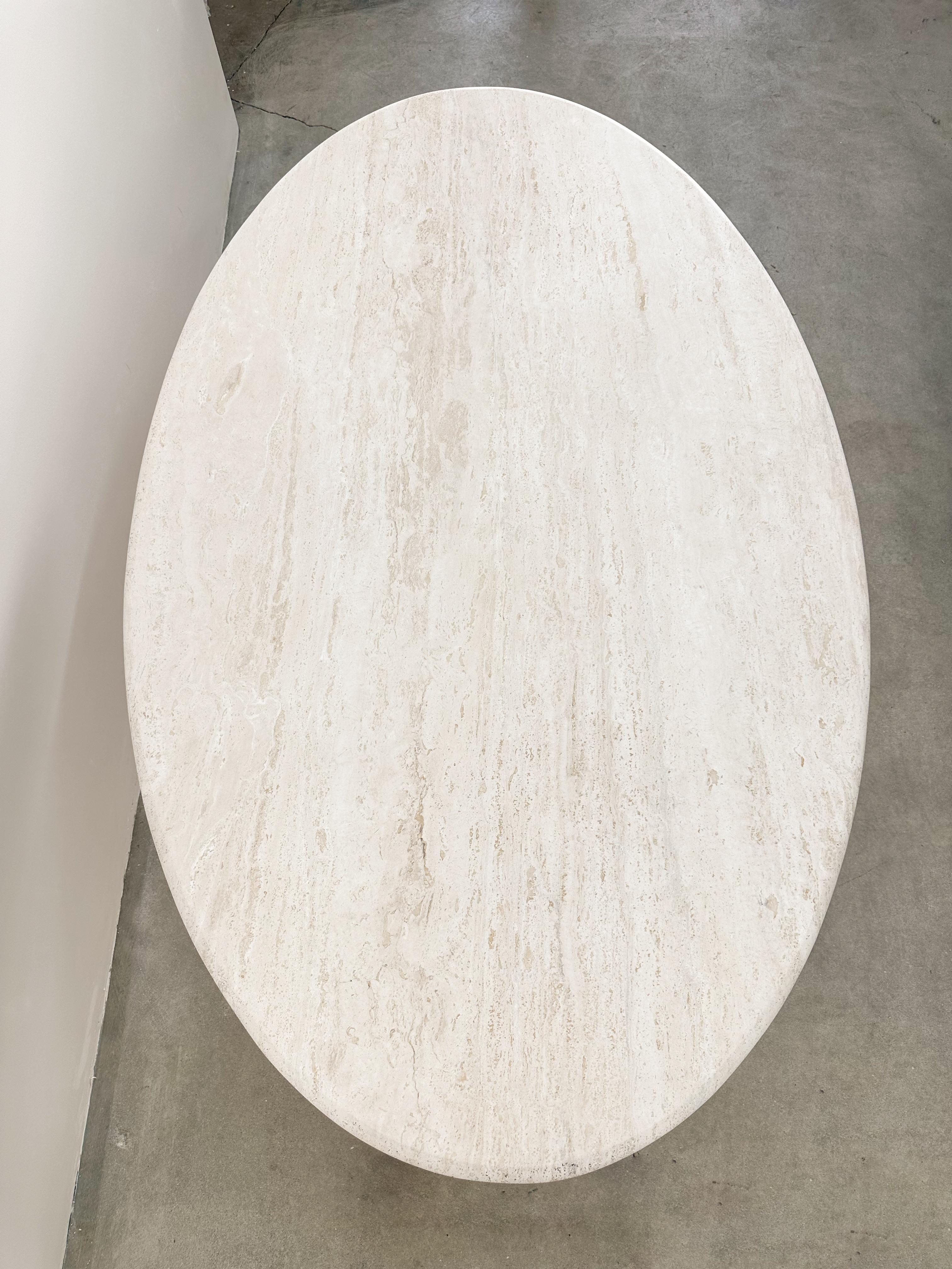 Vintage Travertine Stone Oval Dining Table  4