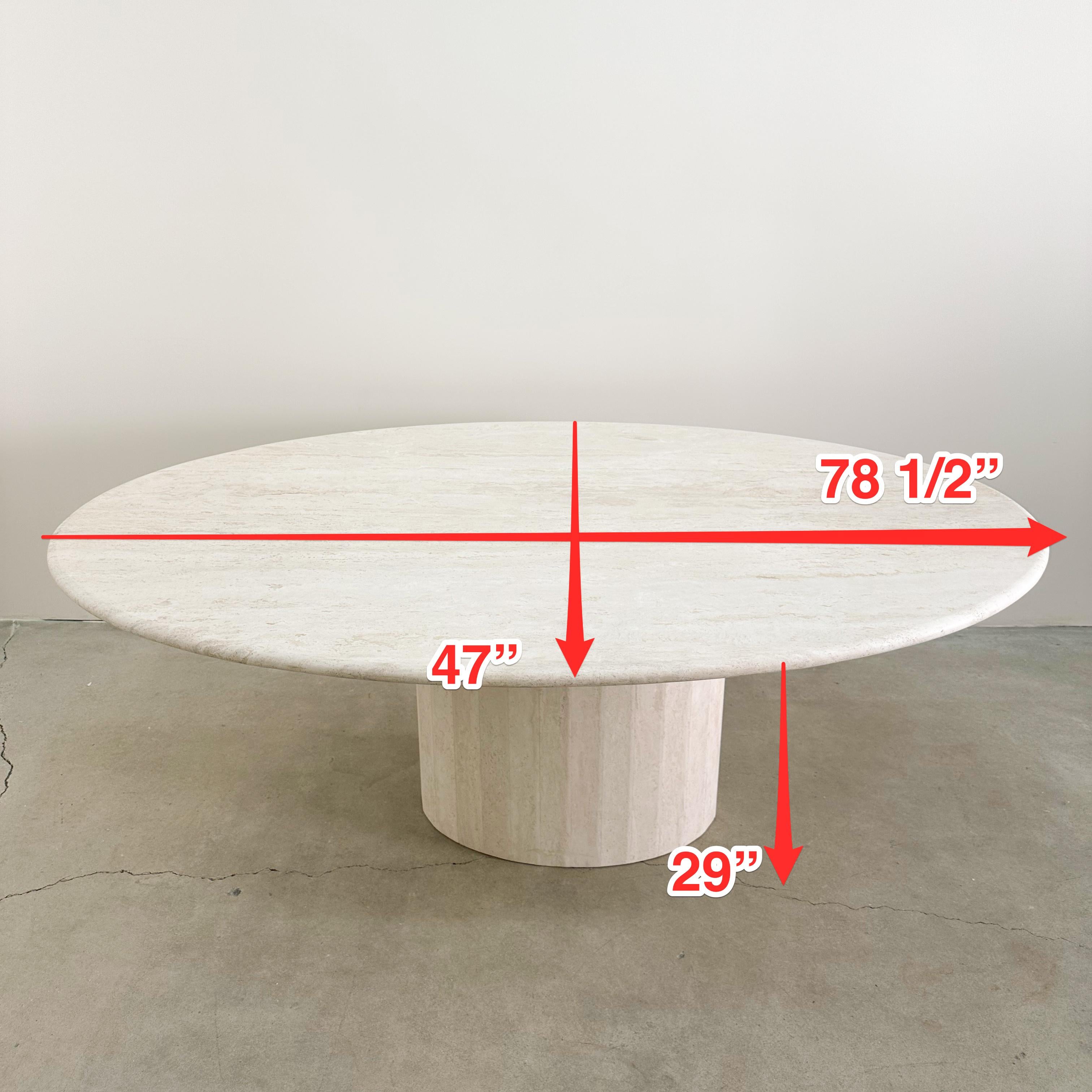 Vintage Travertine Stone Oval Dining Table  5