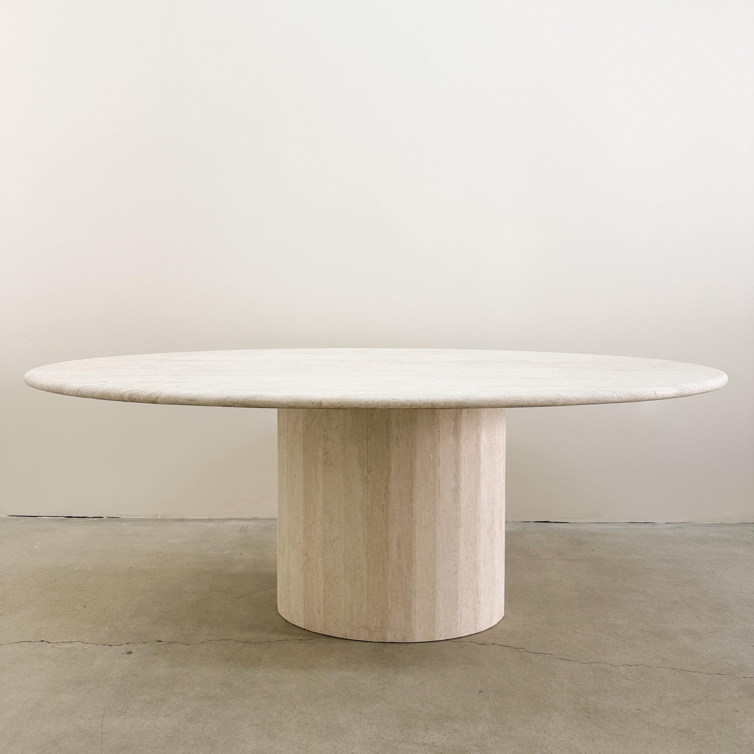 Mid-Century Modern Vintage Travertine Stone Oval Dining Table  For Sale