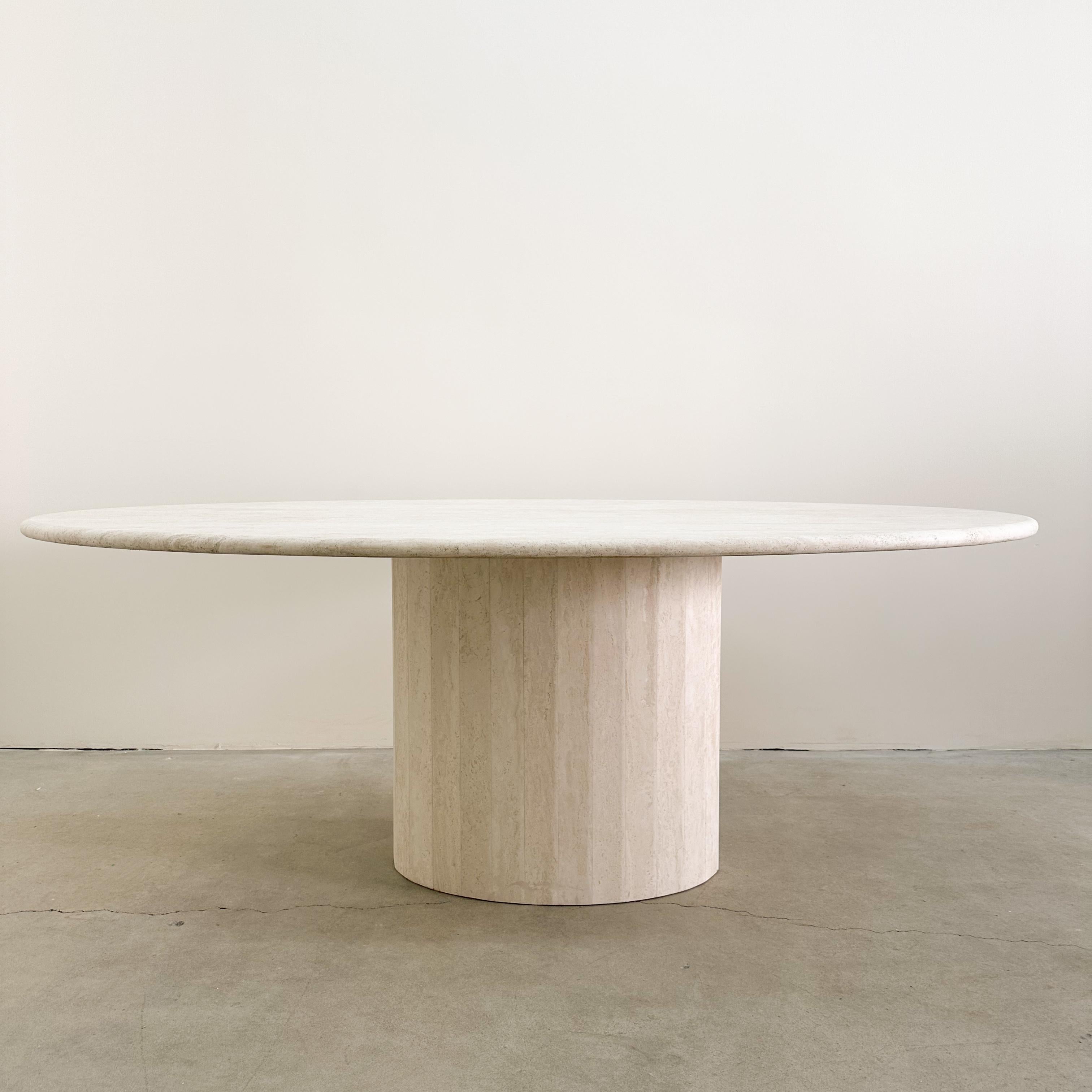 Unknown Vintage Travertine Stone Oval Dining Table 
