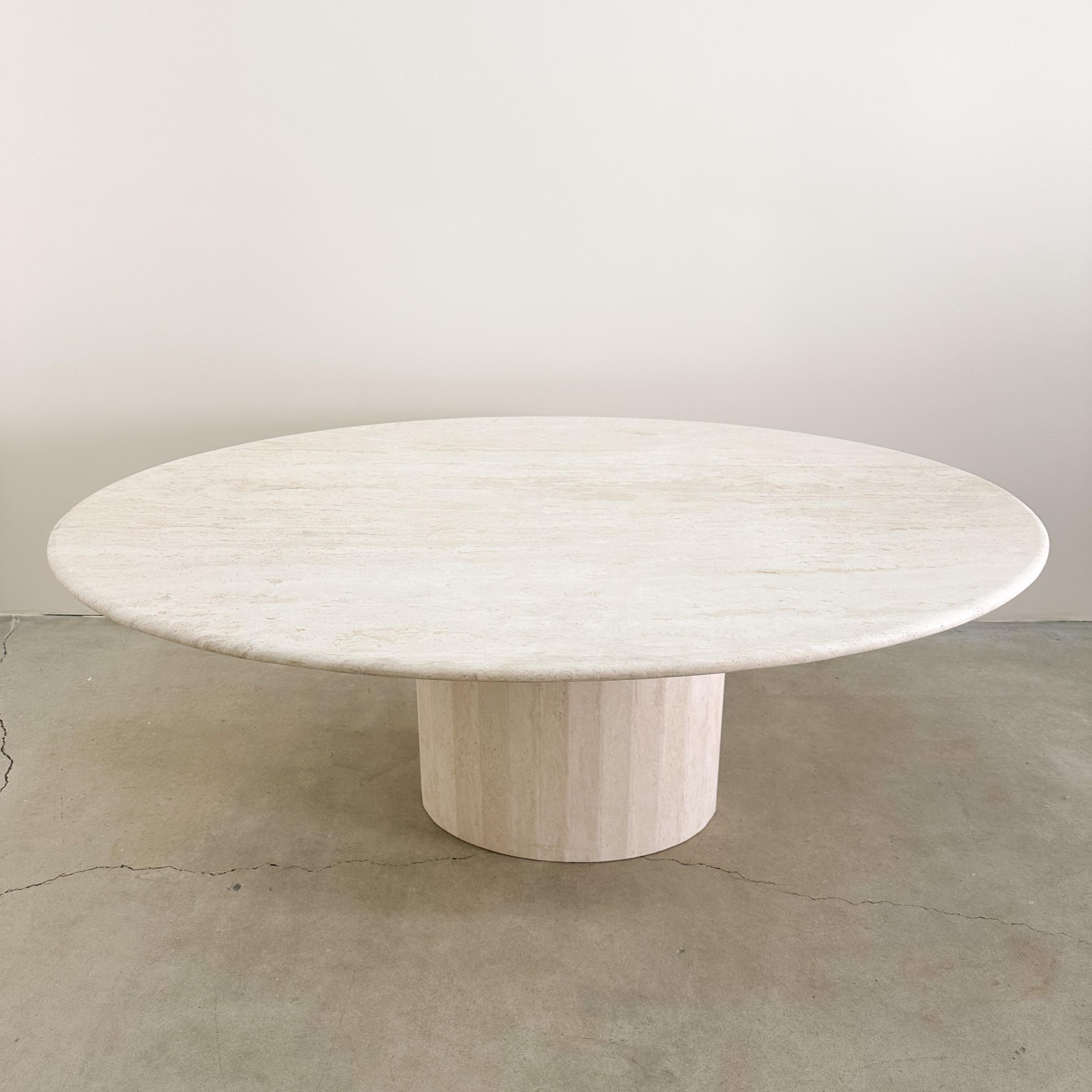 Late 20th Century Vintage Travertine Stone Oval Dining Table  For Sale