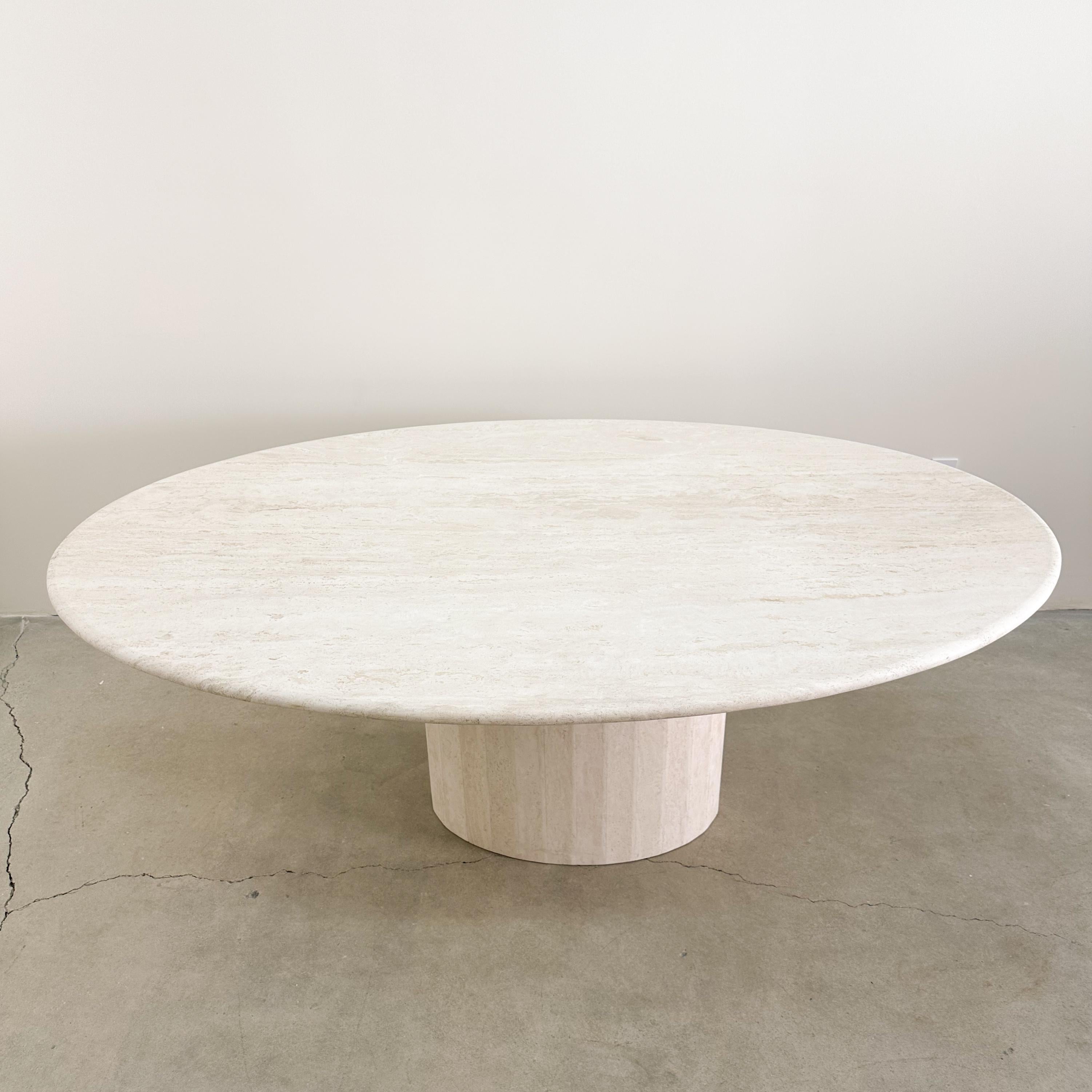 Vintage Travertine Stone Oval Dining Table  1