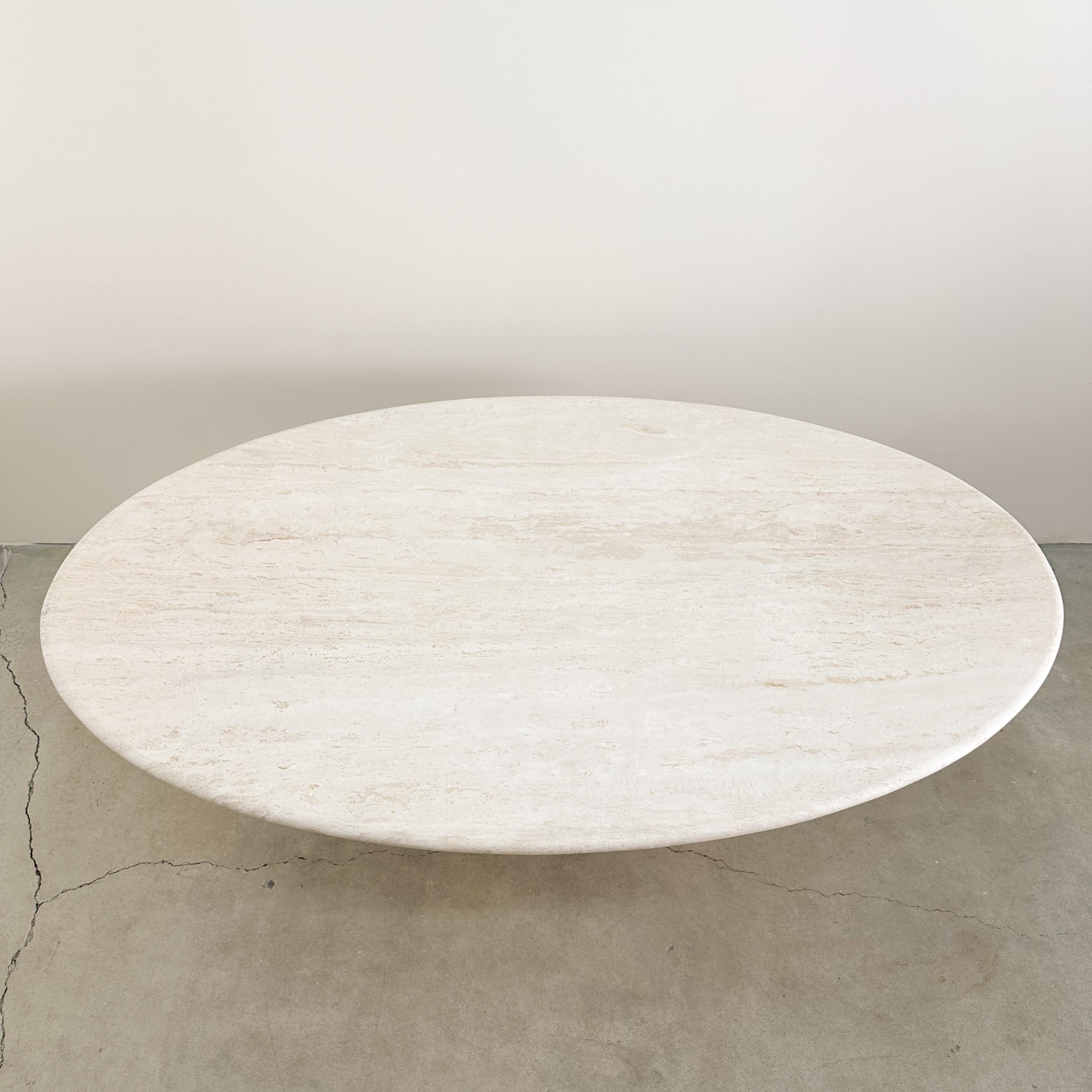 Vintage Travertine Stone Oval Dining Table  For Sale 3