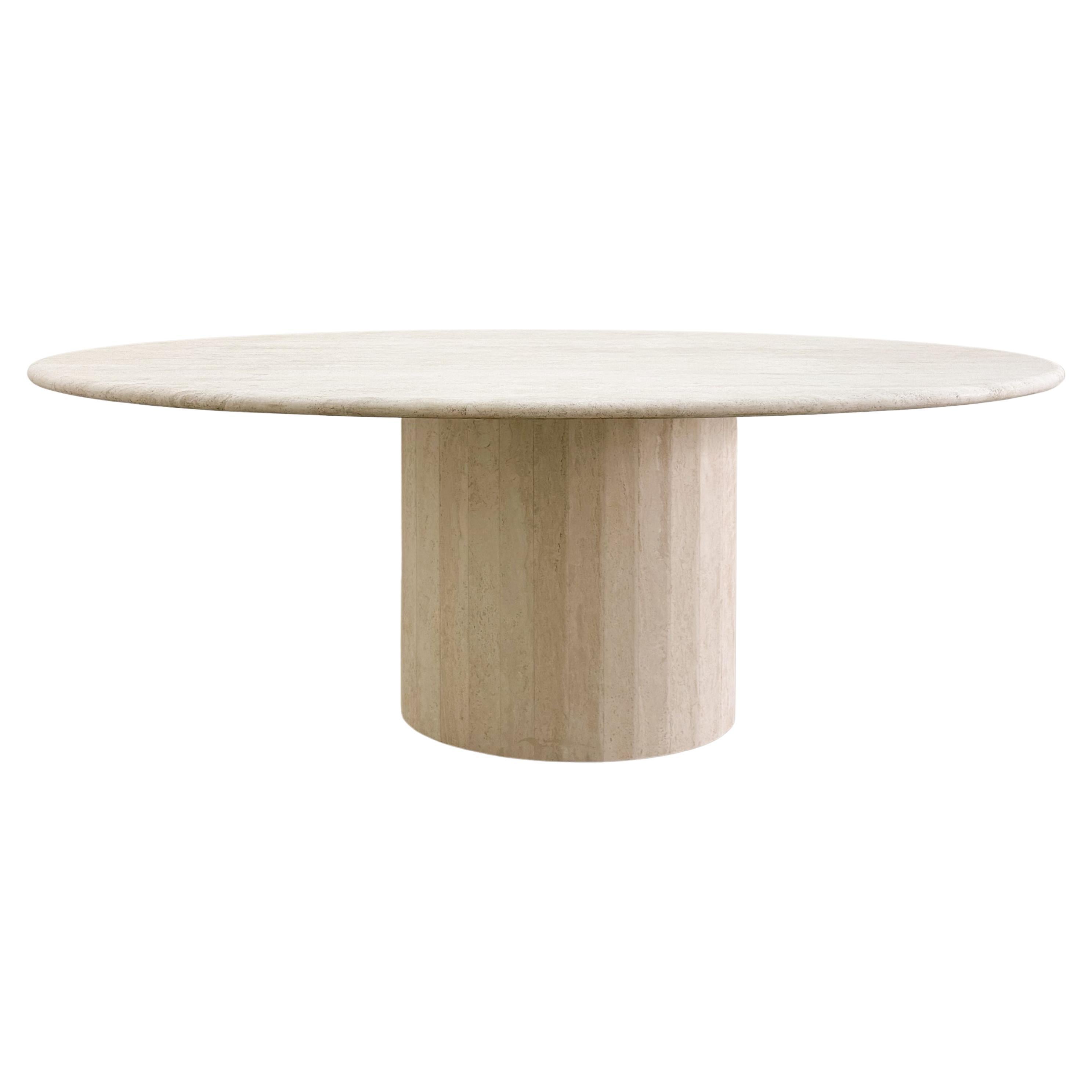 Vintage Travertine Stone Oval Dining Table  For Sale
