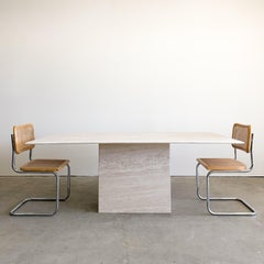 Vintage Travertine Stone Rectangle Dining Table