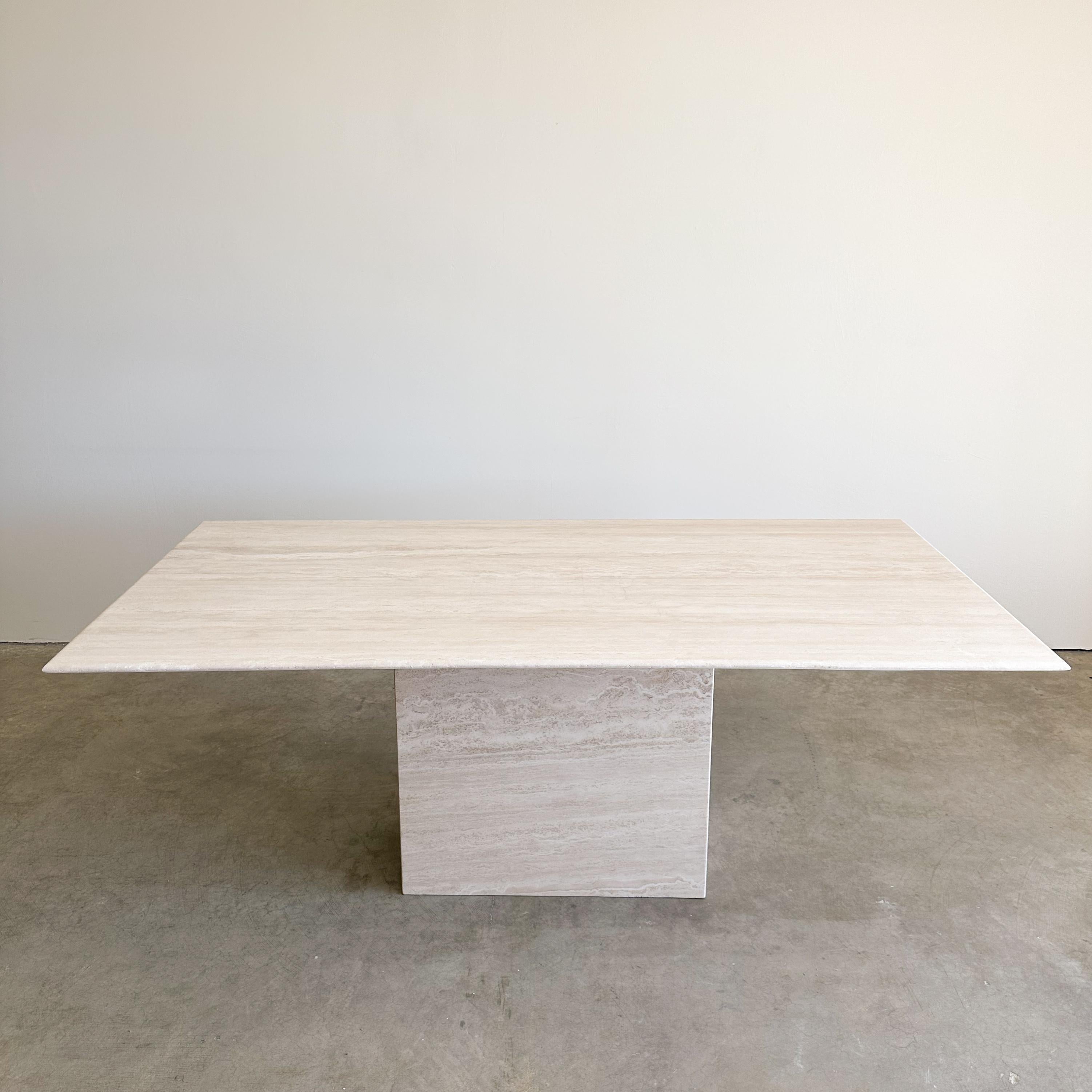 Late 20th Century Vintage Travertine Stone Rectangle Dining Table 