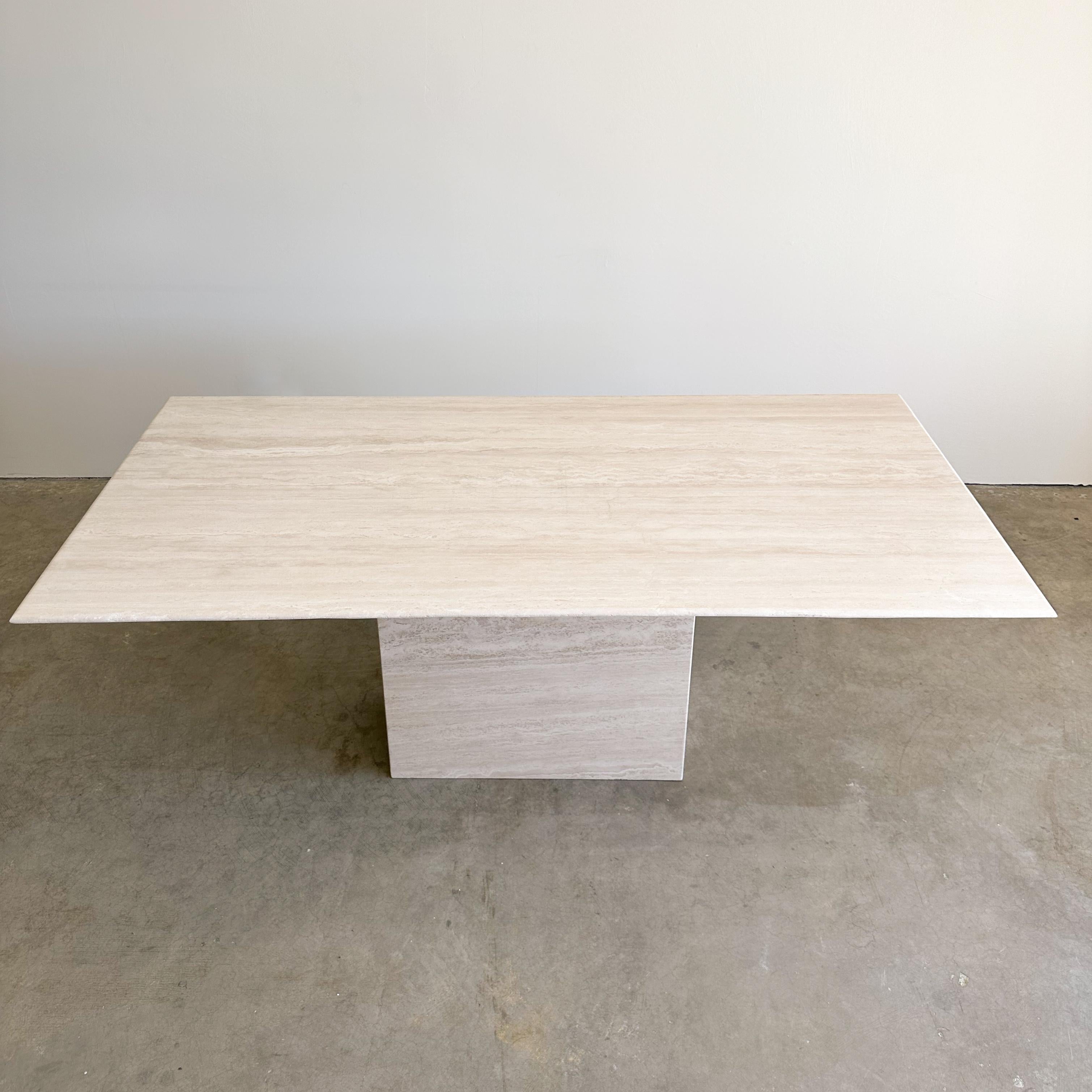 Vintage Travertine Stone Rectangle Dining Table  4