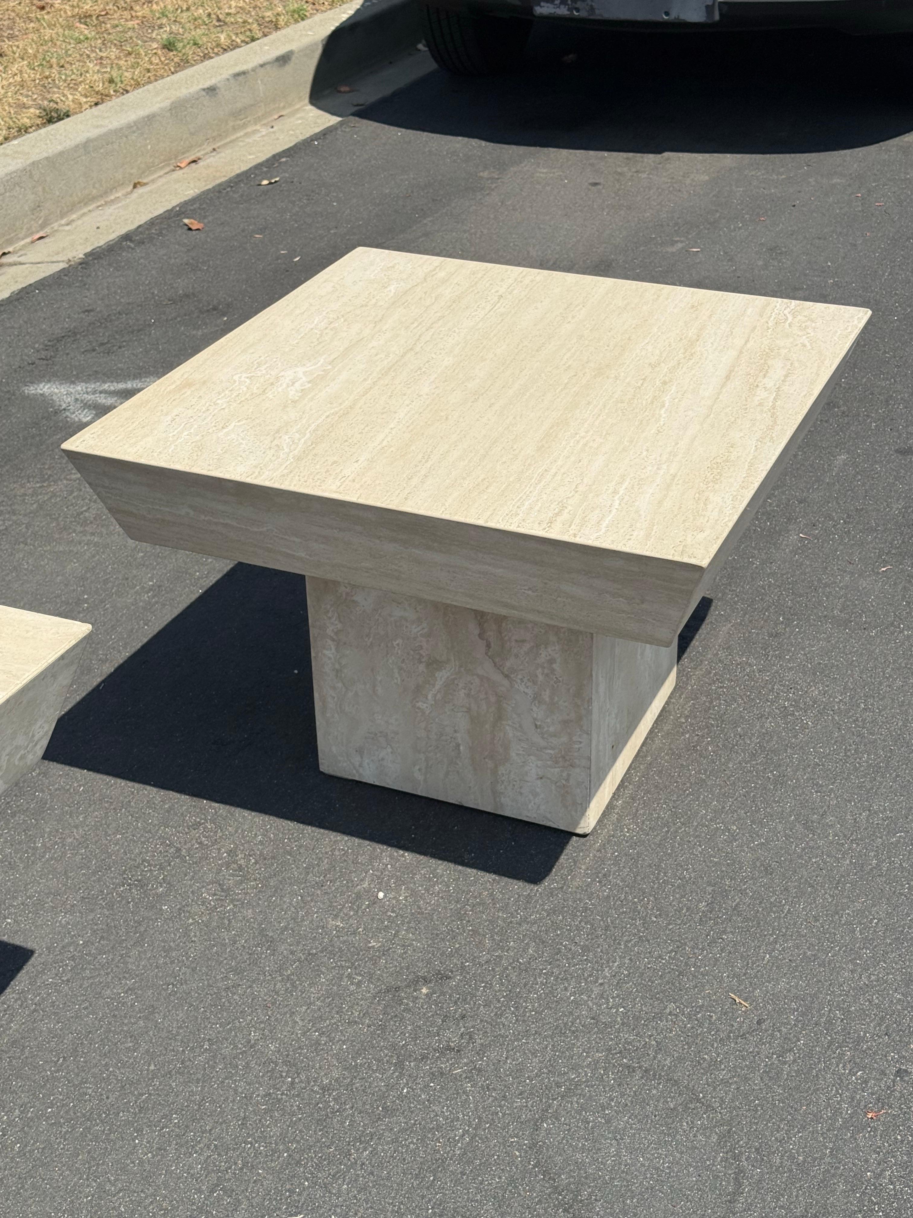 Late 20th Century Vintage Travertine Stone Tables For Sale