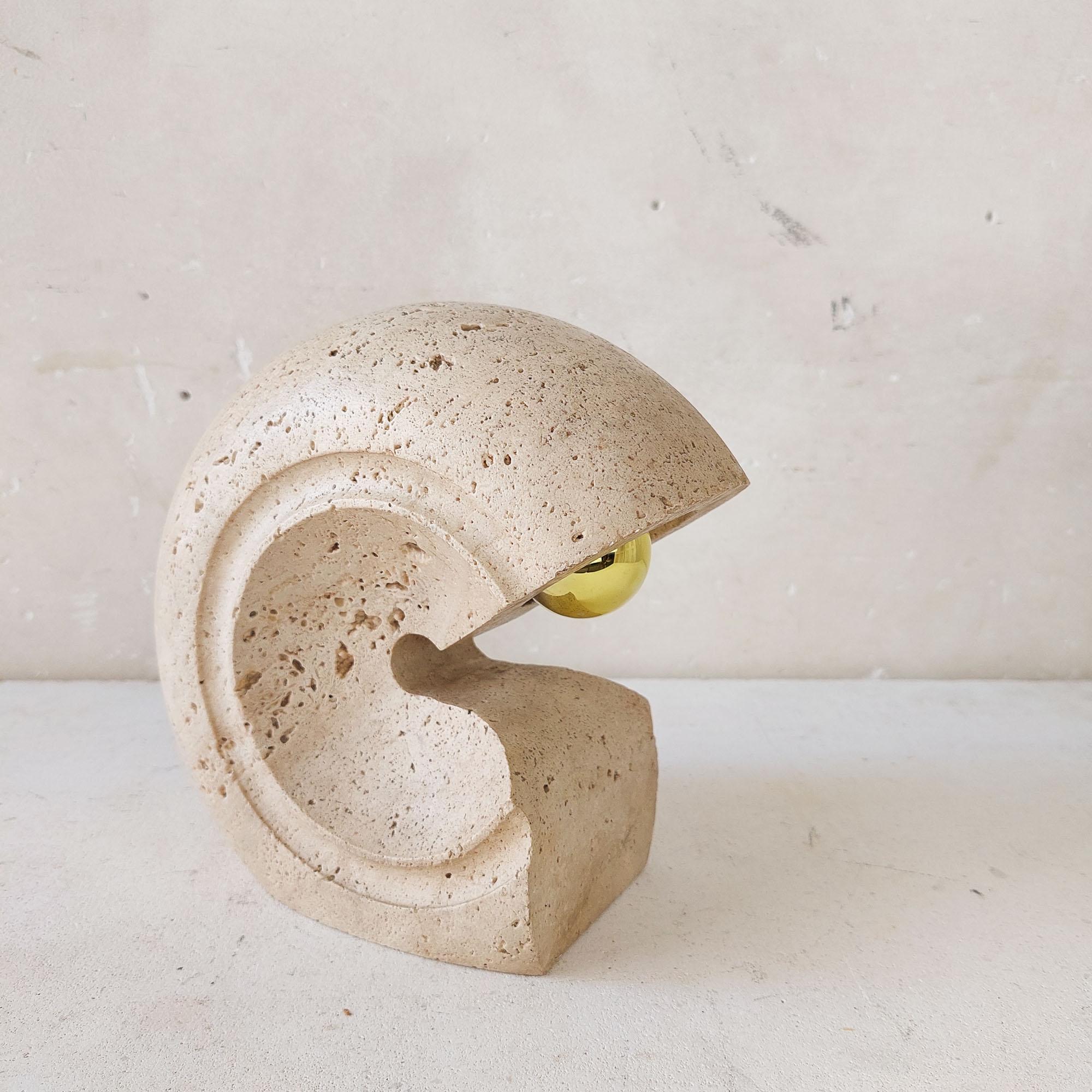 Late 20th Century Vintage travertine table lamp by Giuliano Cesari For Sale
