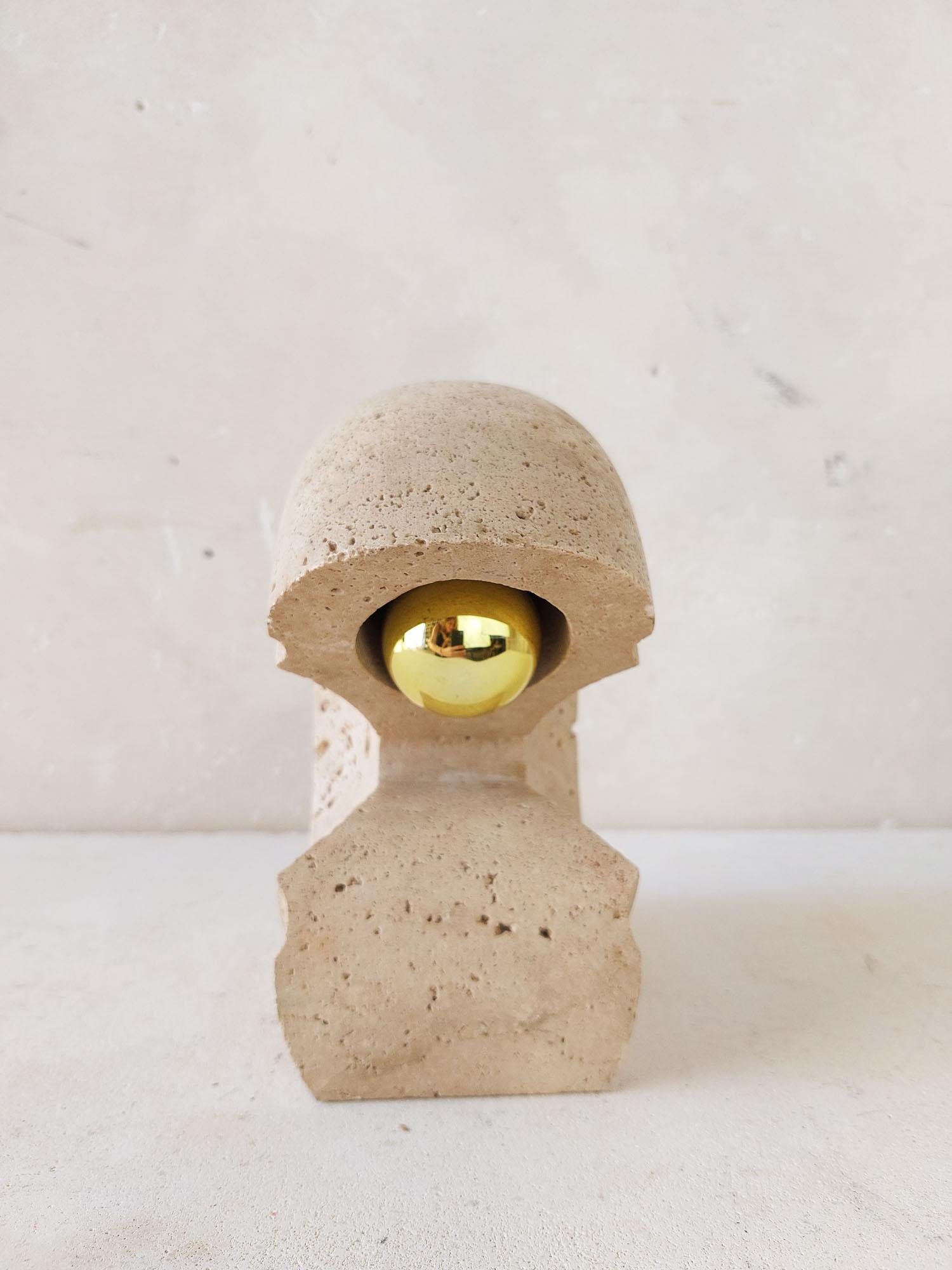 Vintage travertine table lamp by Giuliano Cesari For Sale 1