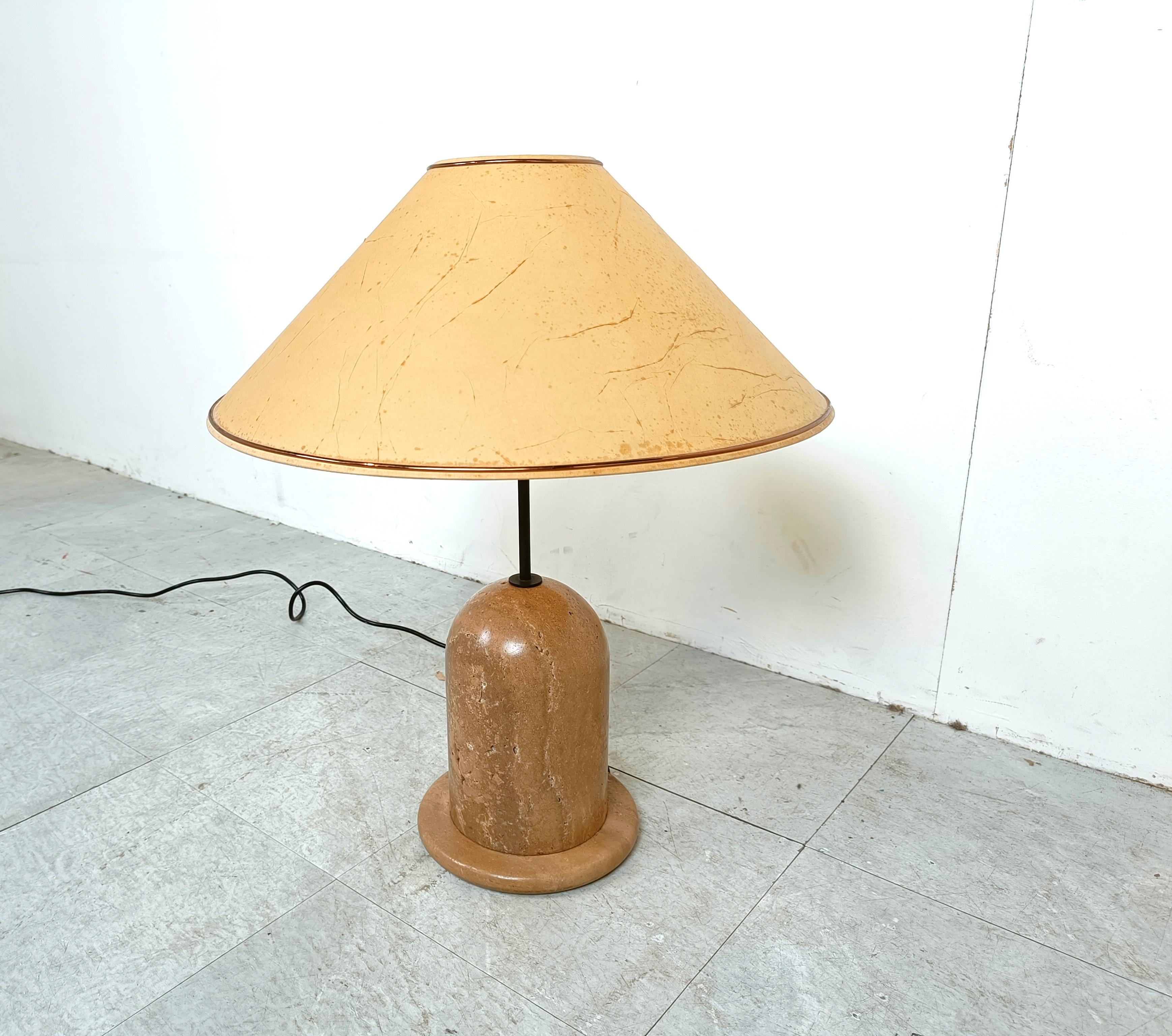Vintage travertine table lamps, 1970s In Good Condition For Sale In HEVERLEE, BE