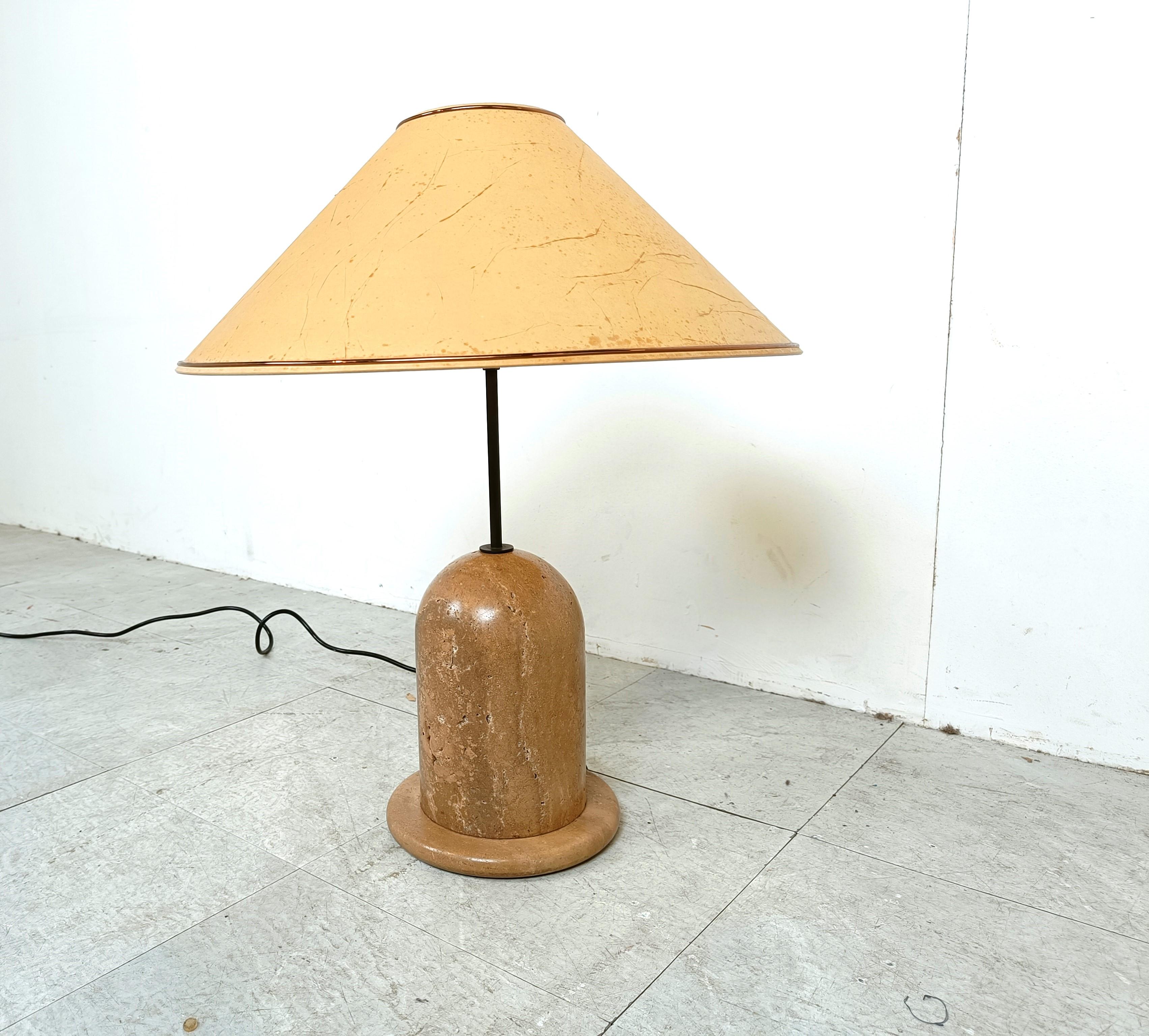 Late 20th Century Vintage travertine table lamps, 1970s For Sale