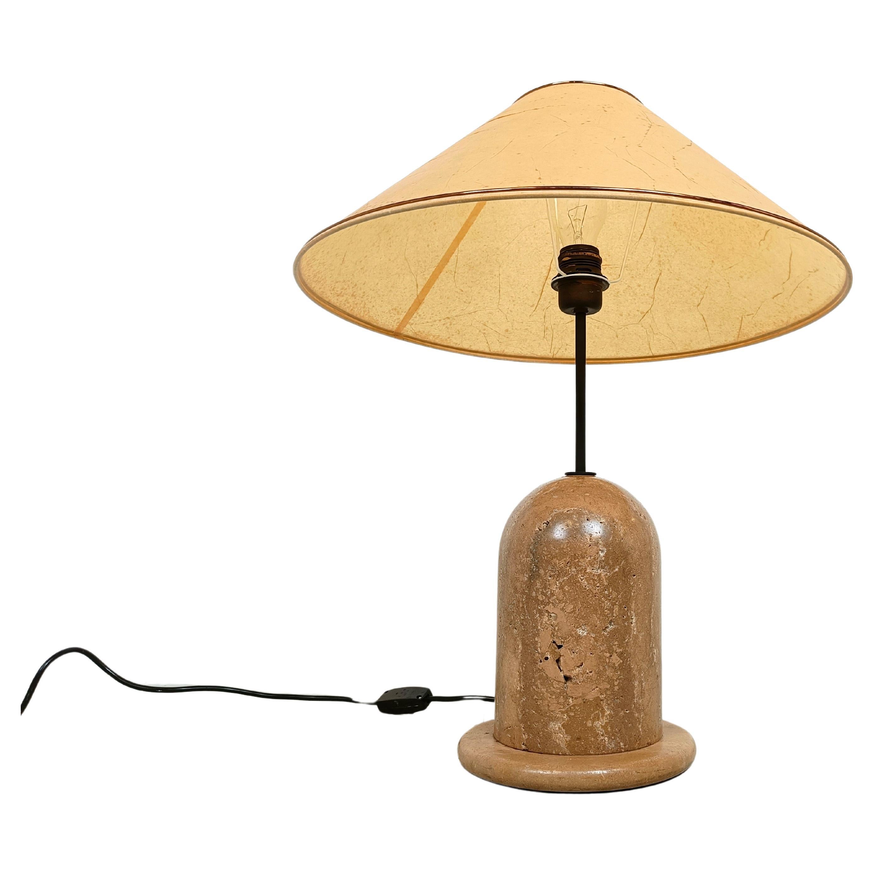 Lampade da tavolo in travertino vintage, anni '70