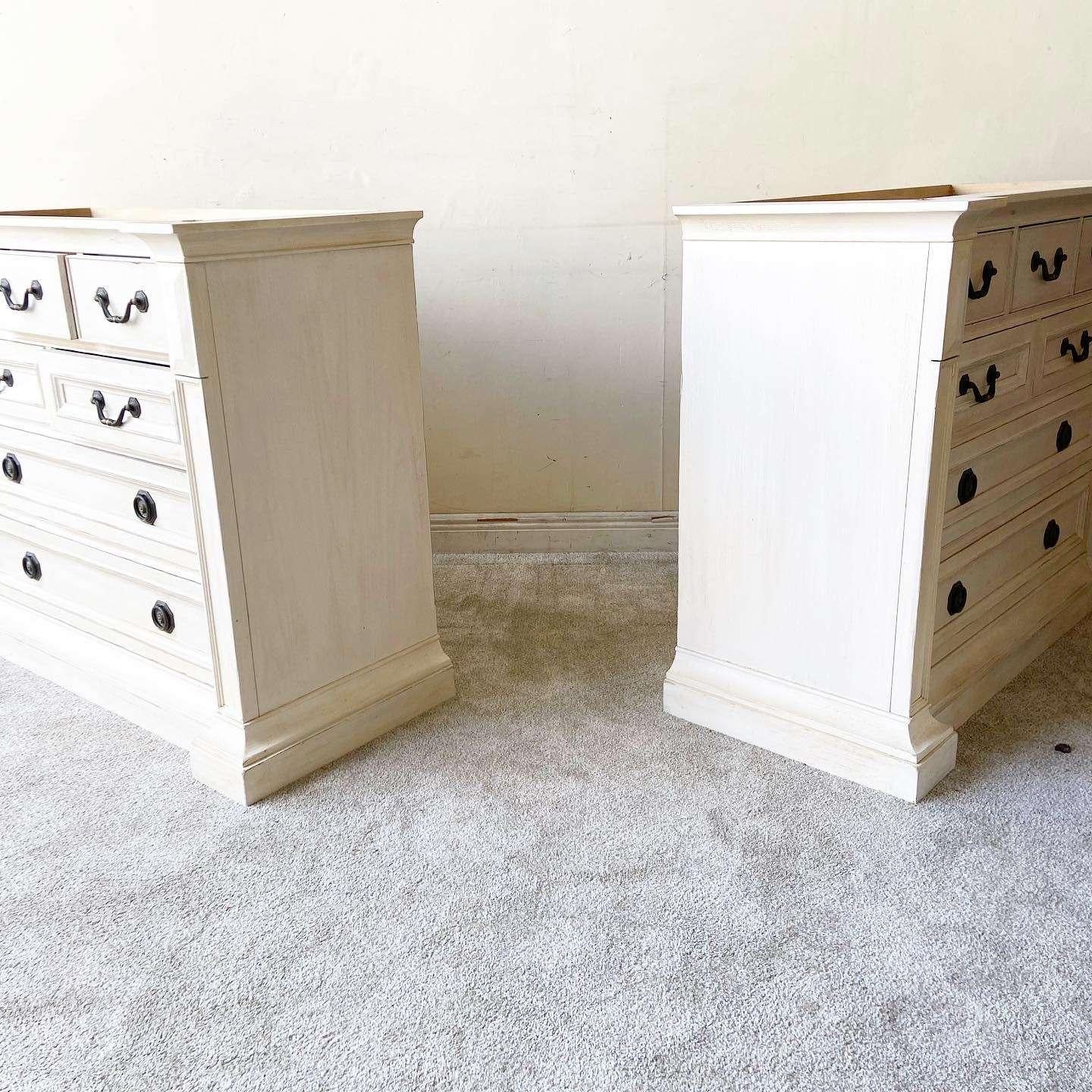 Vintage Travertine Top Chests of Drawers by Henredon- a Pair For Sale 3