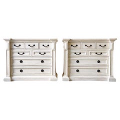 Retro Travertine Top Chests of Drawers by Henredon- a Pair