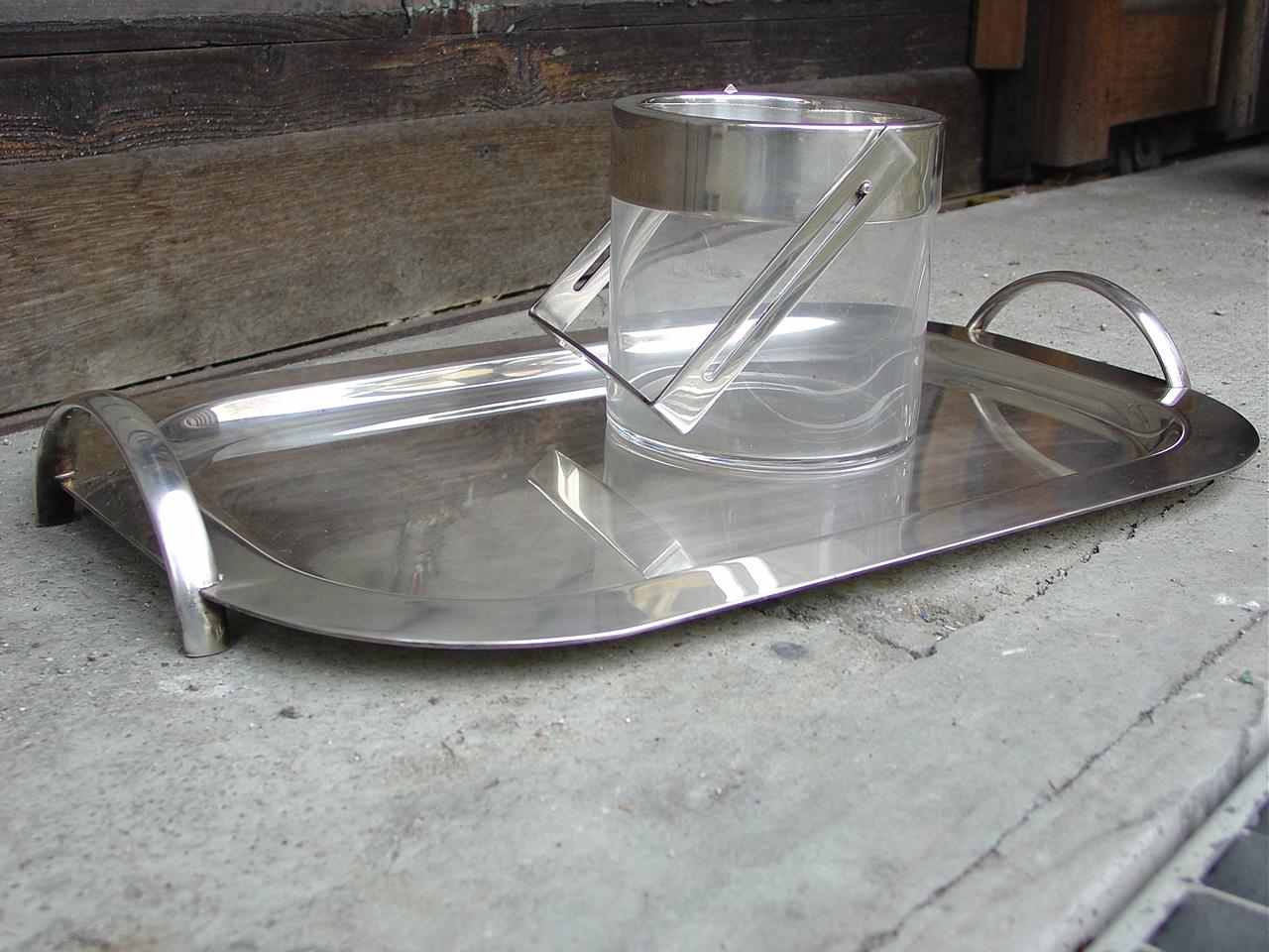 Vintage Tray and Bucket Ice Lino Sabattini Italy 1970, 2 Pieces In Good Condition For Sale In Biella, IT