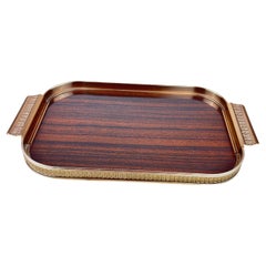 Vintage Tray in Formica and Brass, Italy, 1950s