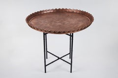 Vintage Tray Table w/ Antique Copper Top and Black Metal Base