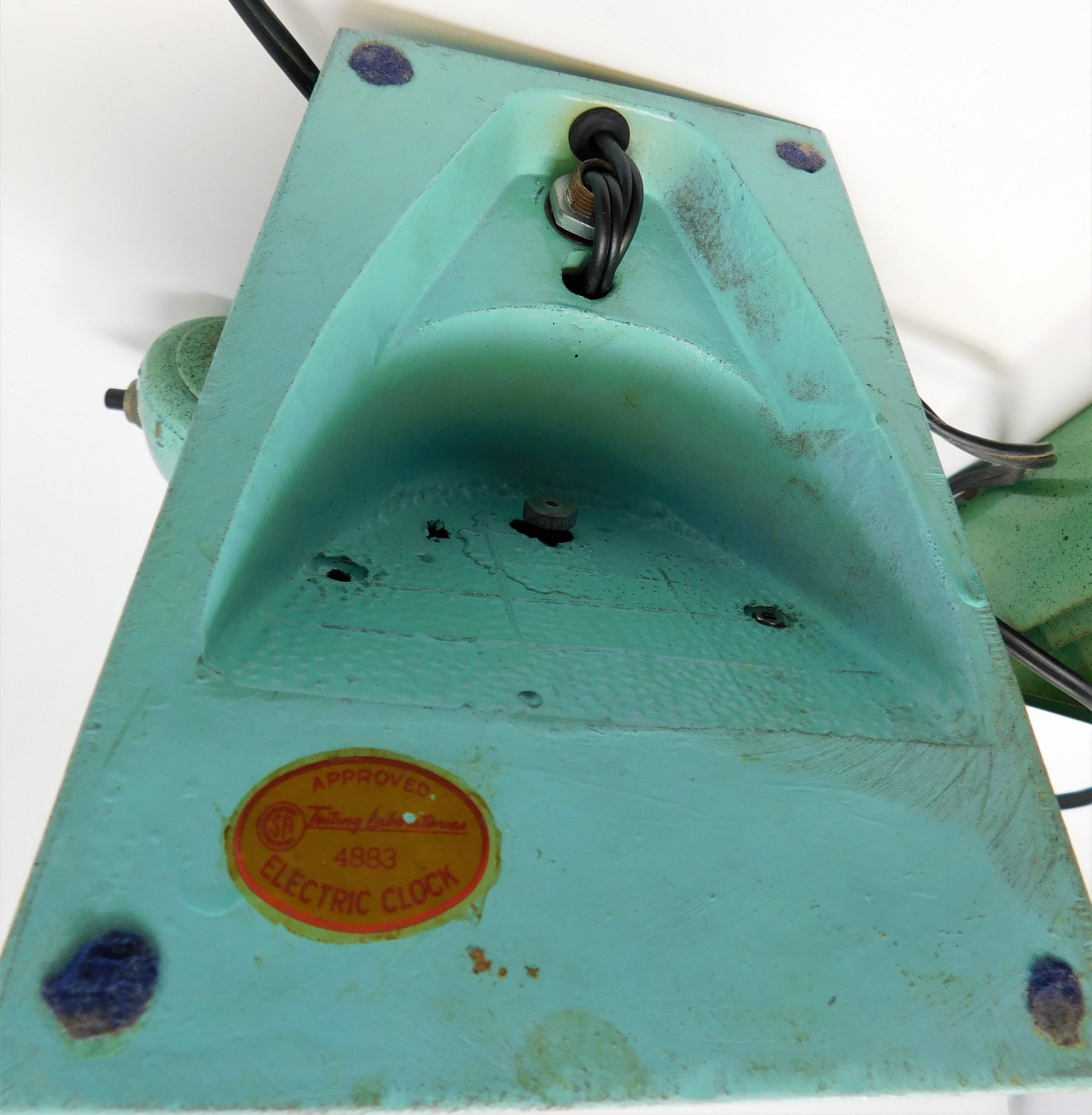 Vintage Trea Boye Kitsch Lighter Telephone Clock Teal Lamp Venetian Blind Shade 4