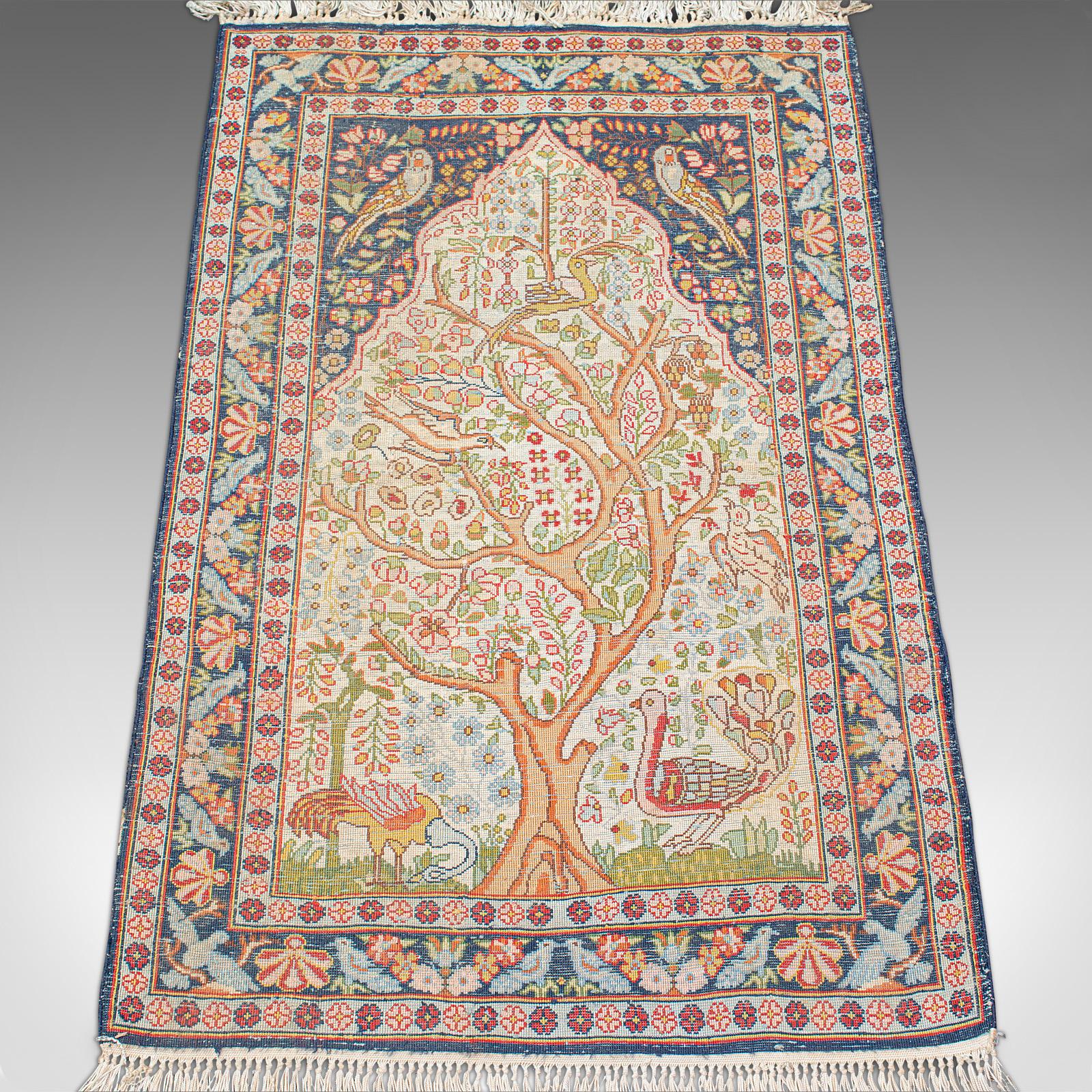 Vintage Tree of Life Rug, Caucasian, Woven, Small Carpet, Prayer Mat, Art Deco For Sale 5