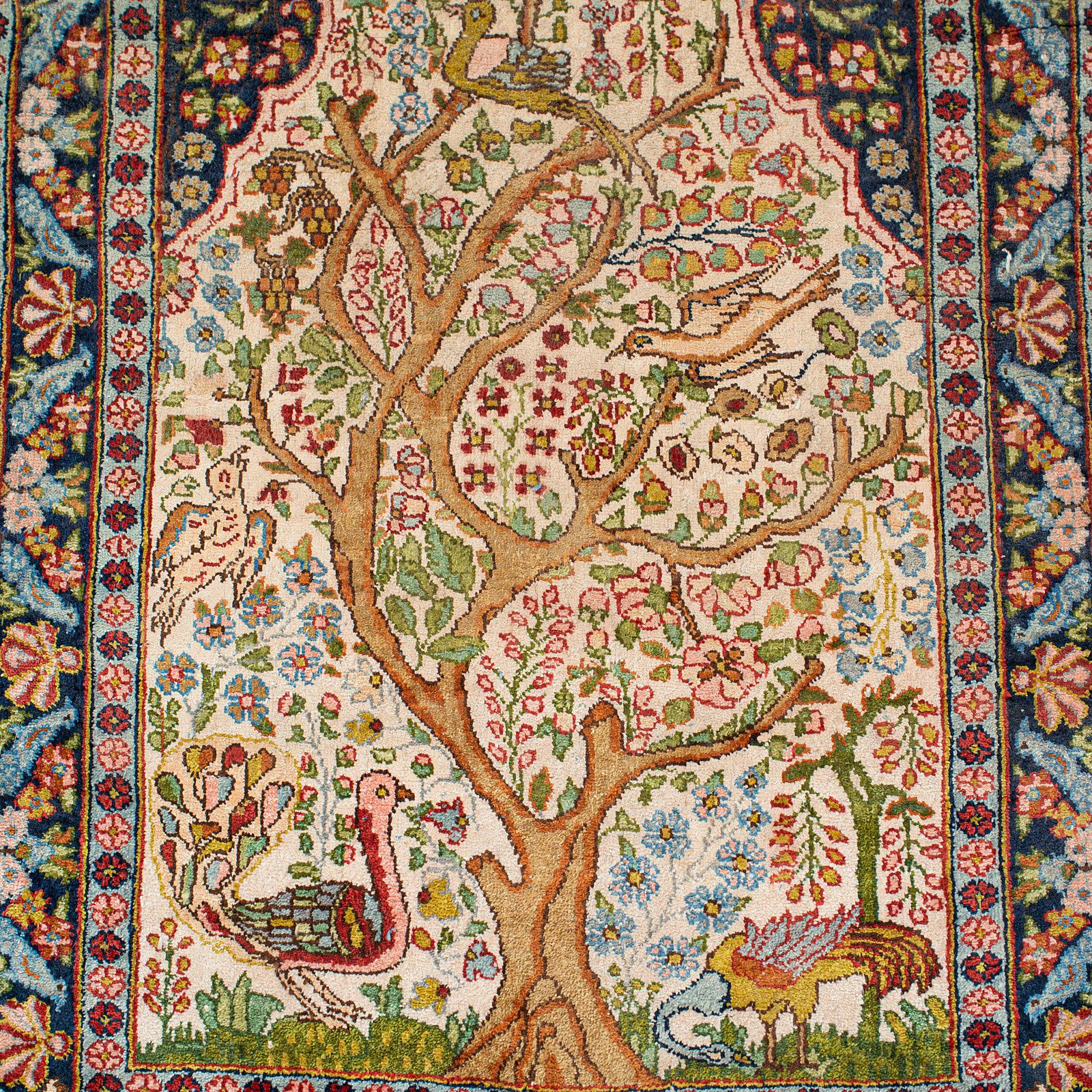 Textile Vintage Tree of Life Rug, Caucasian, Woven, Small Carpet, Prayer Mat, Art Deco For Sale