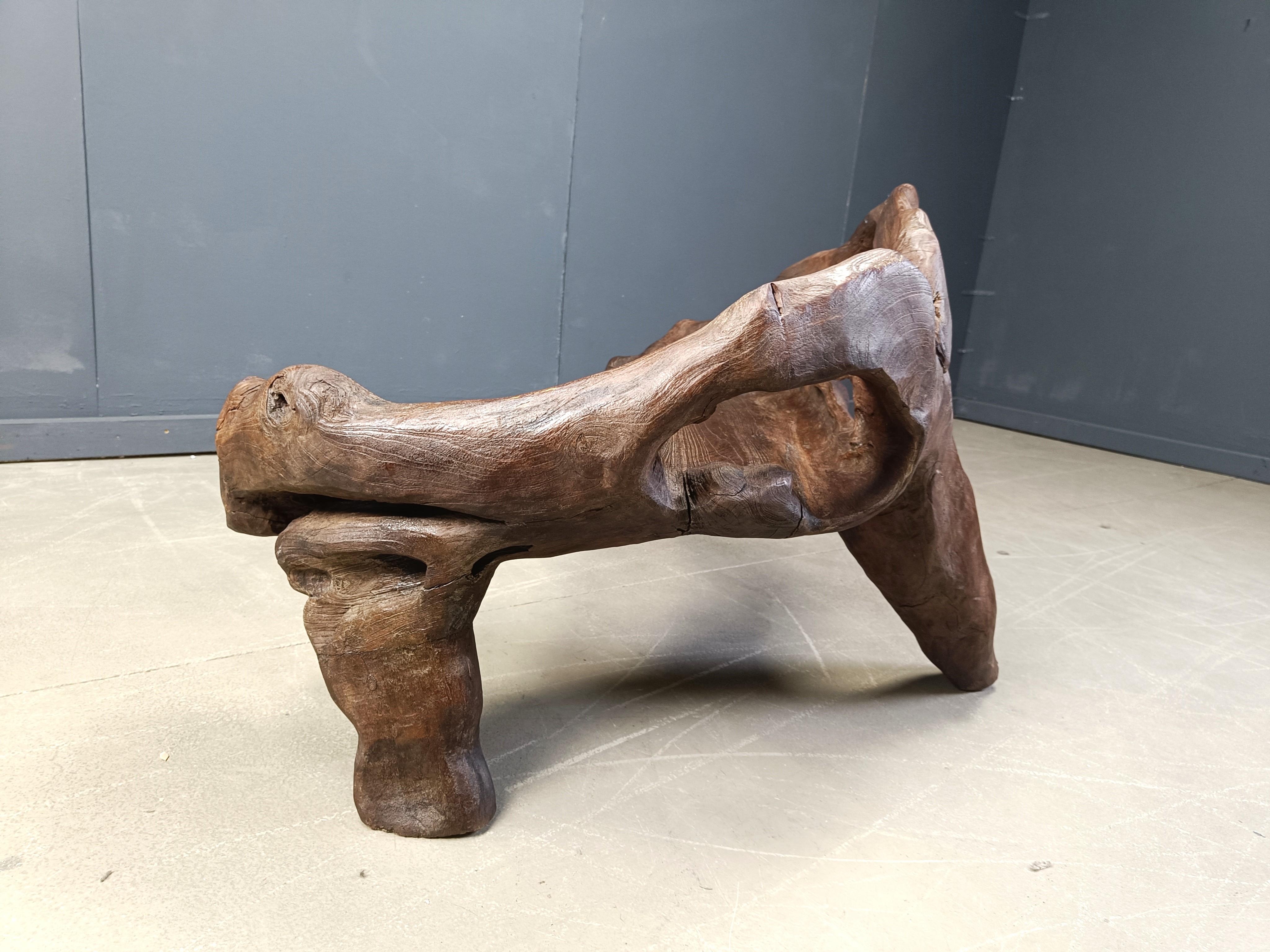 Brutalist Vintage tree root bench, 1970s For Sale