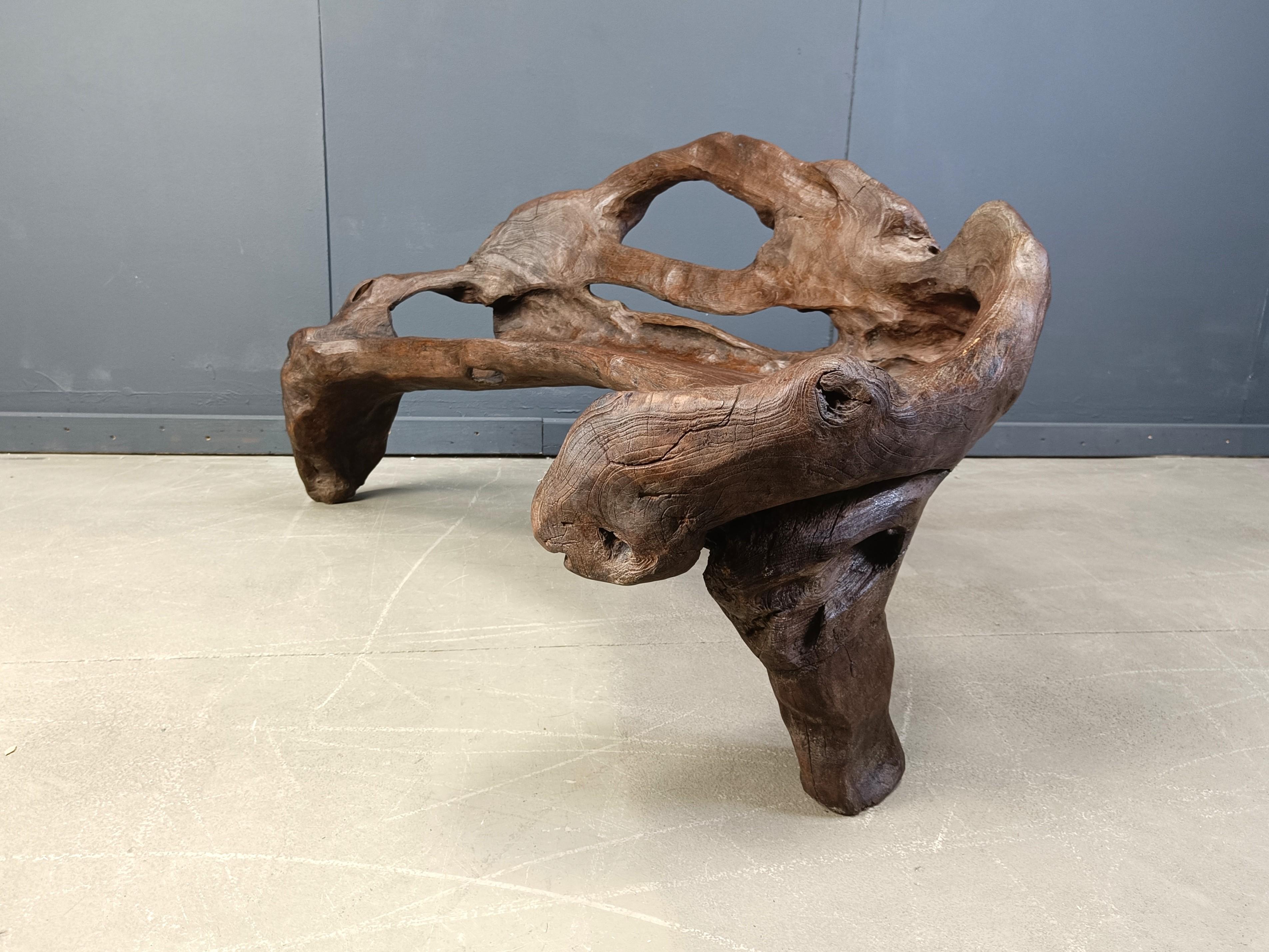 Late 20th Century Vintage tree root bench, 1970s For Sale