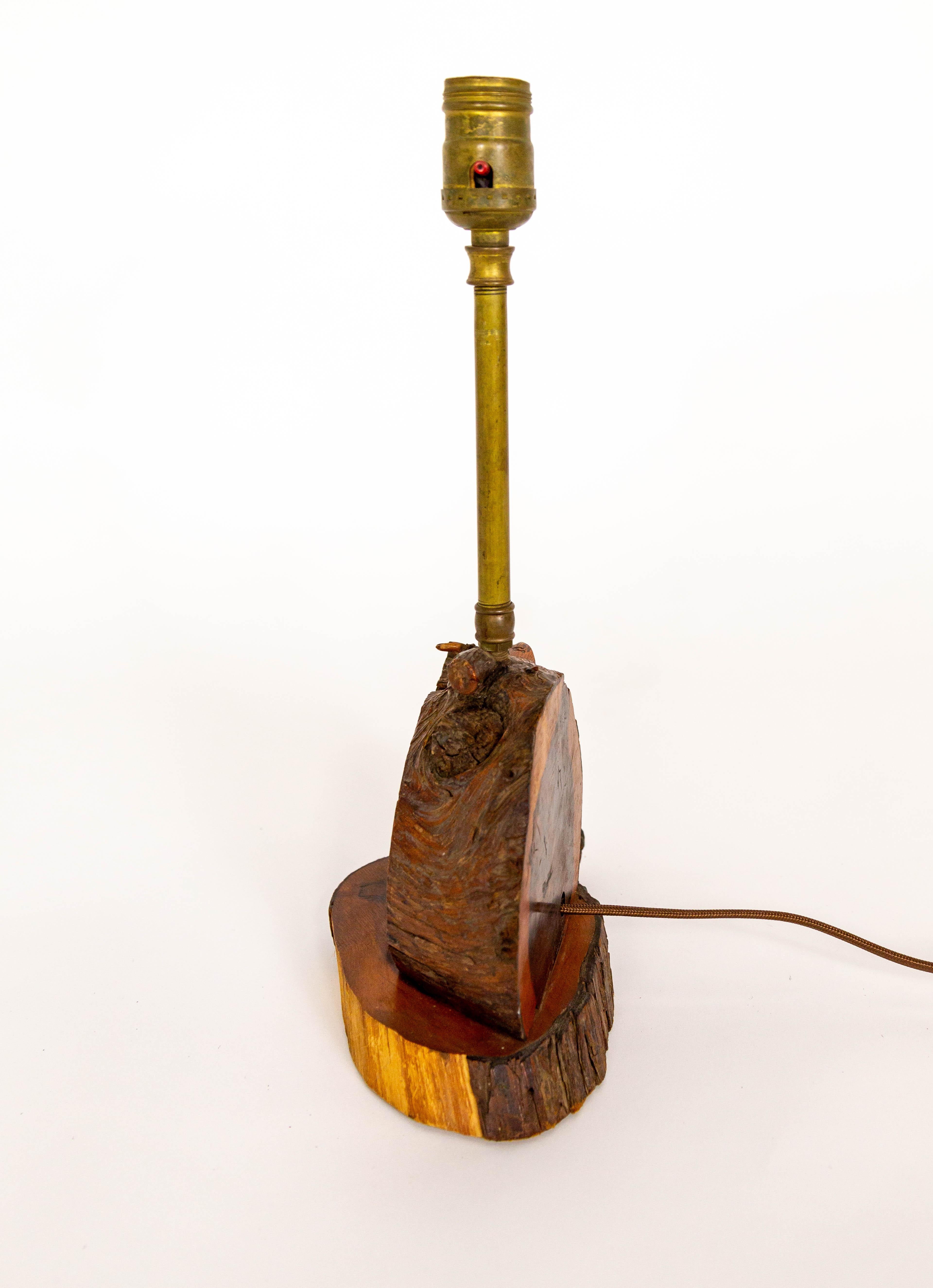 Brass Vintage Tree Slice Table Lamp