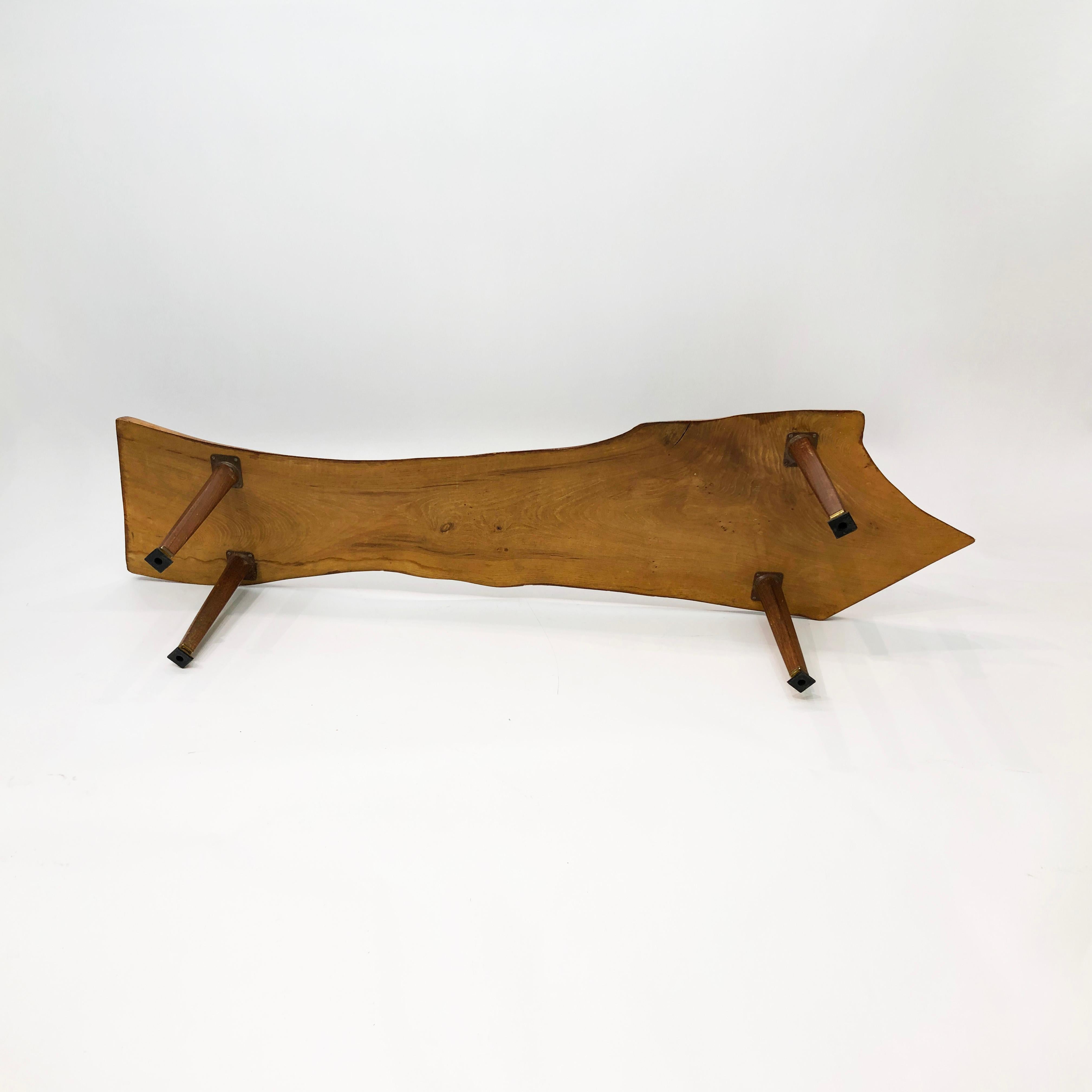 Vintage Tree Trunk Coffee Table 1960s Live Edge Mid-Century Wood  For Sale 3