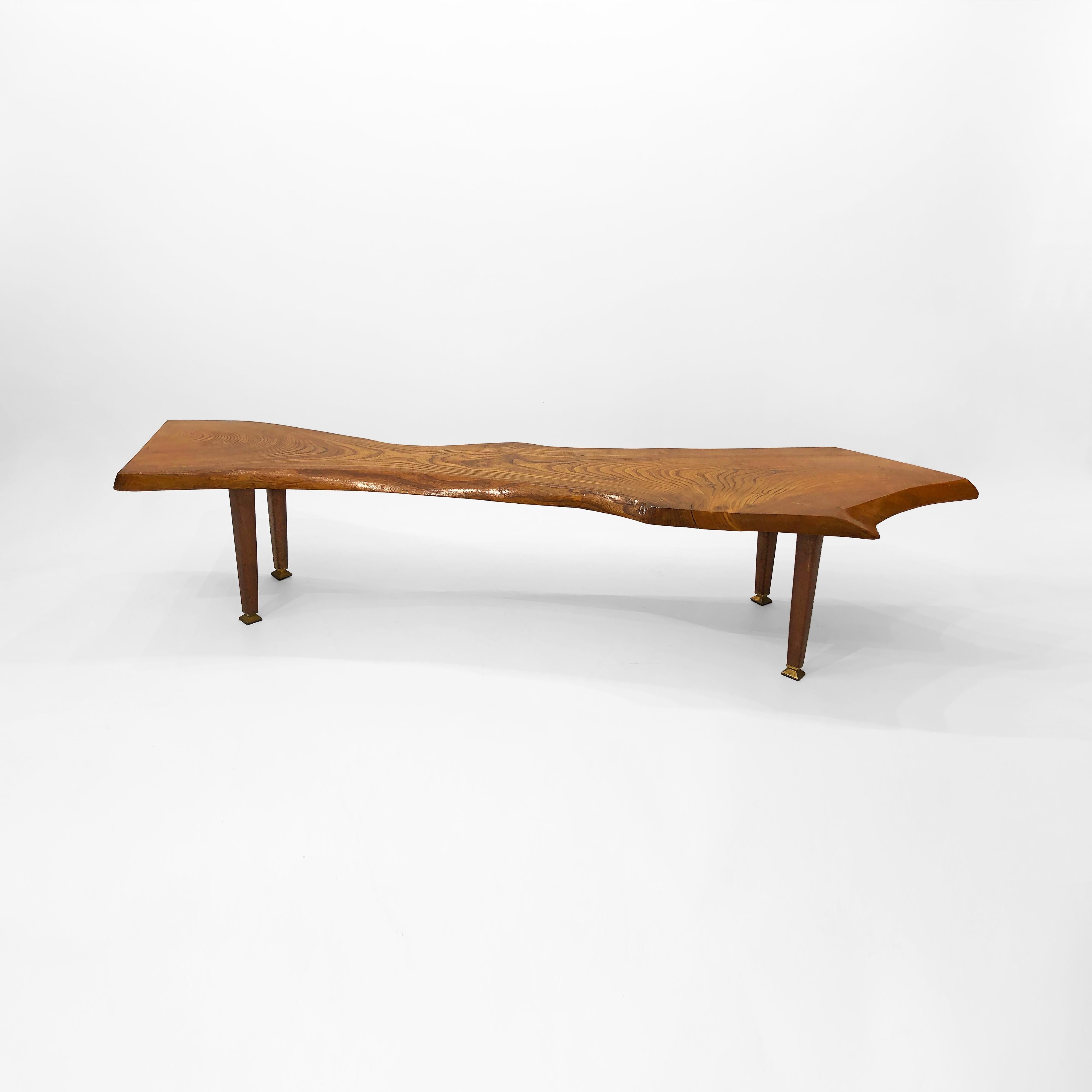 Mid-Century Modern Vintage Tree Trunk Coffee Table 60s Live Edge Mid-century Wood en vente
