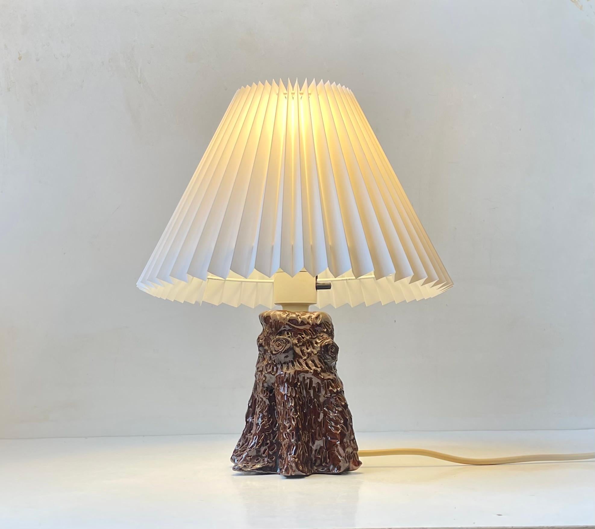 Late 20th Century Vintage Tree Trunk Table Lamp in Glazed Ceramic, 1970s For Sale