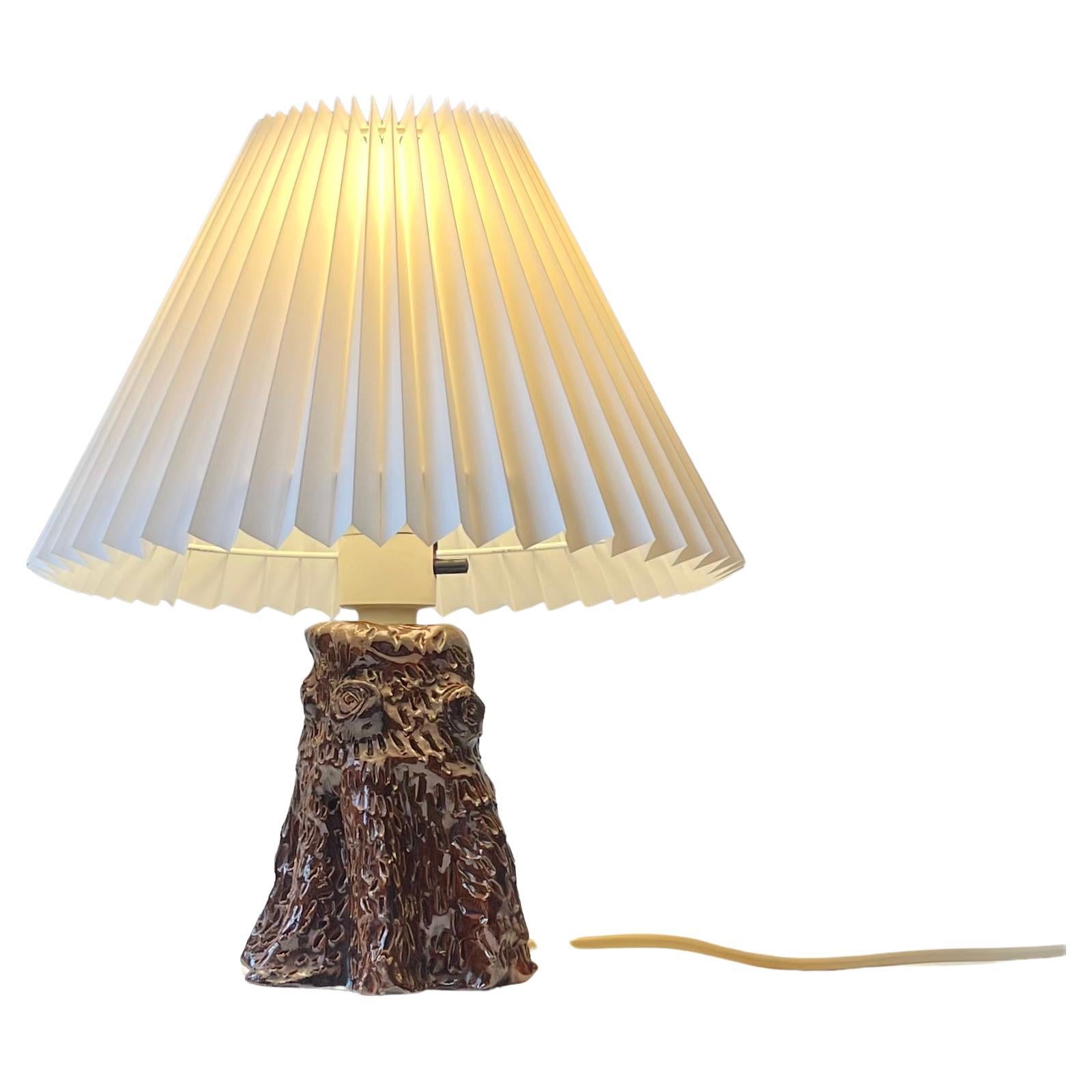 Lampe de table vintage en forme de tronc d'arbre en céramique émaillée, 1970