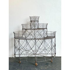 Vintage Trellis Wrought Iron Plant Stand