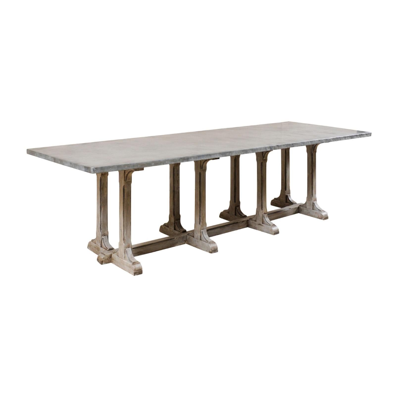 Vintage Zinc Top Table at 1stDibs
