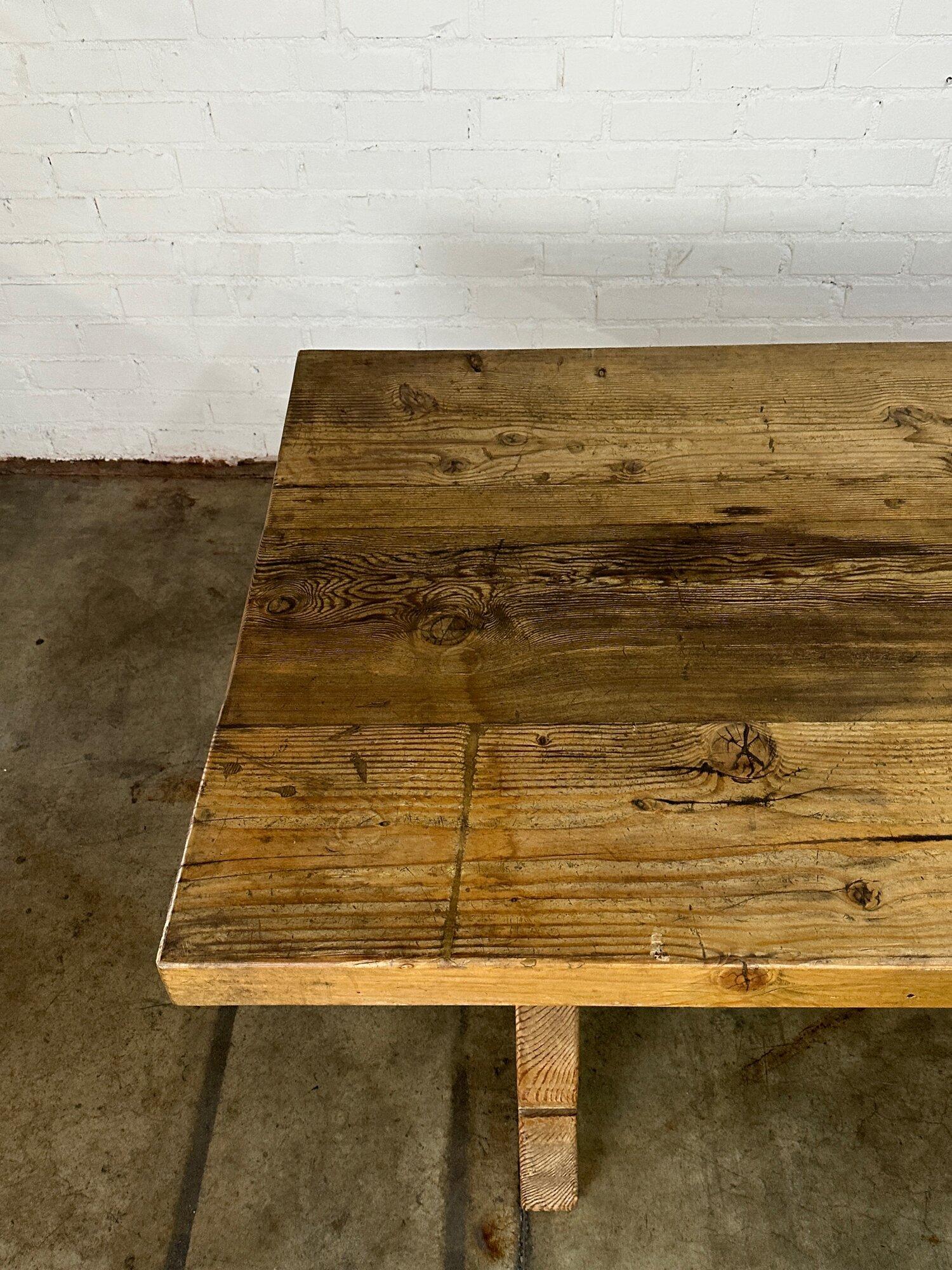 Pine Vintage Trestle Farm table For Sale