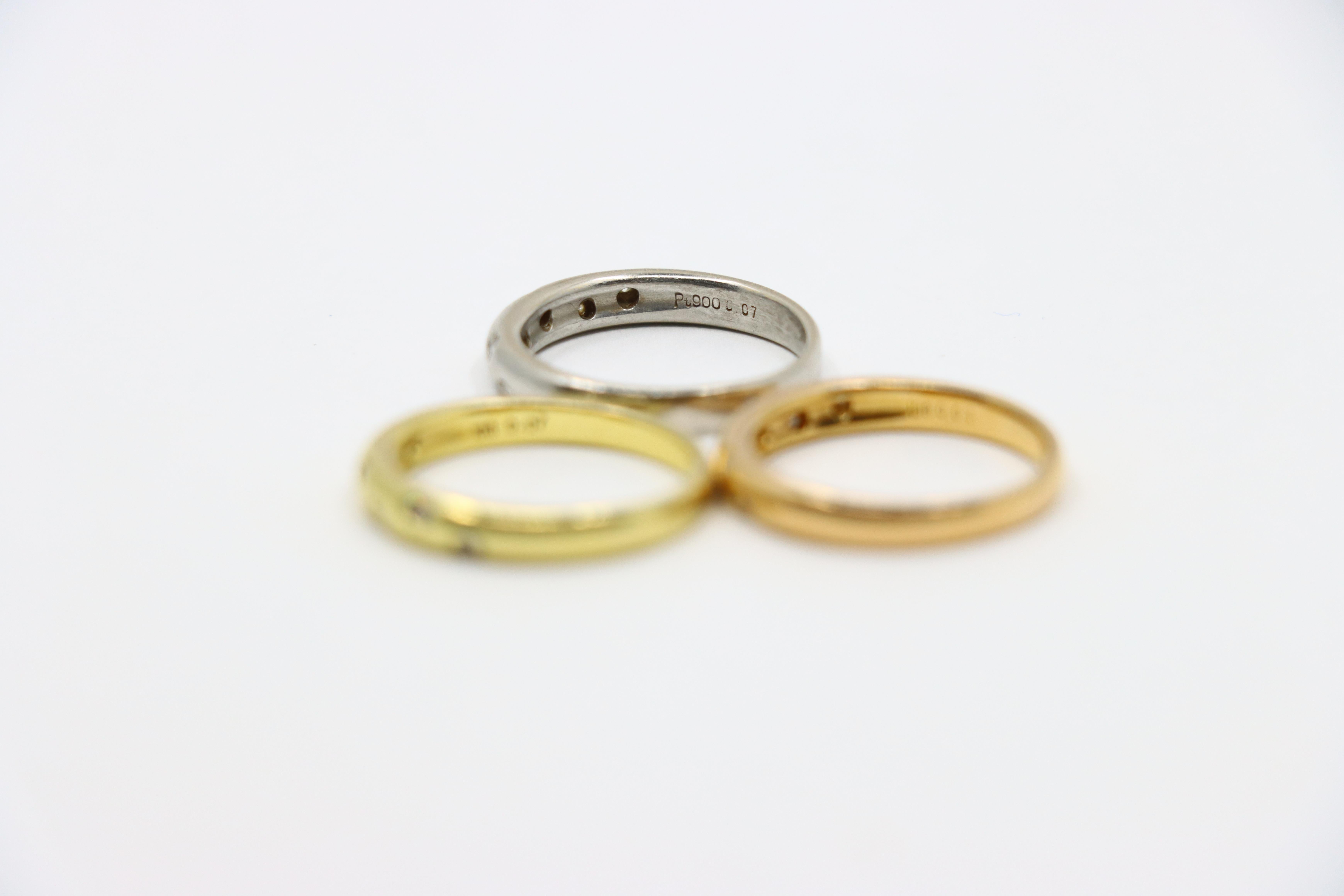 Anello Tri-Color d'epoca in oro 18 carati e platino con diamanti in vendita 6