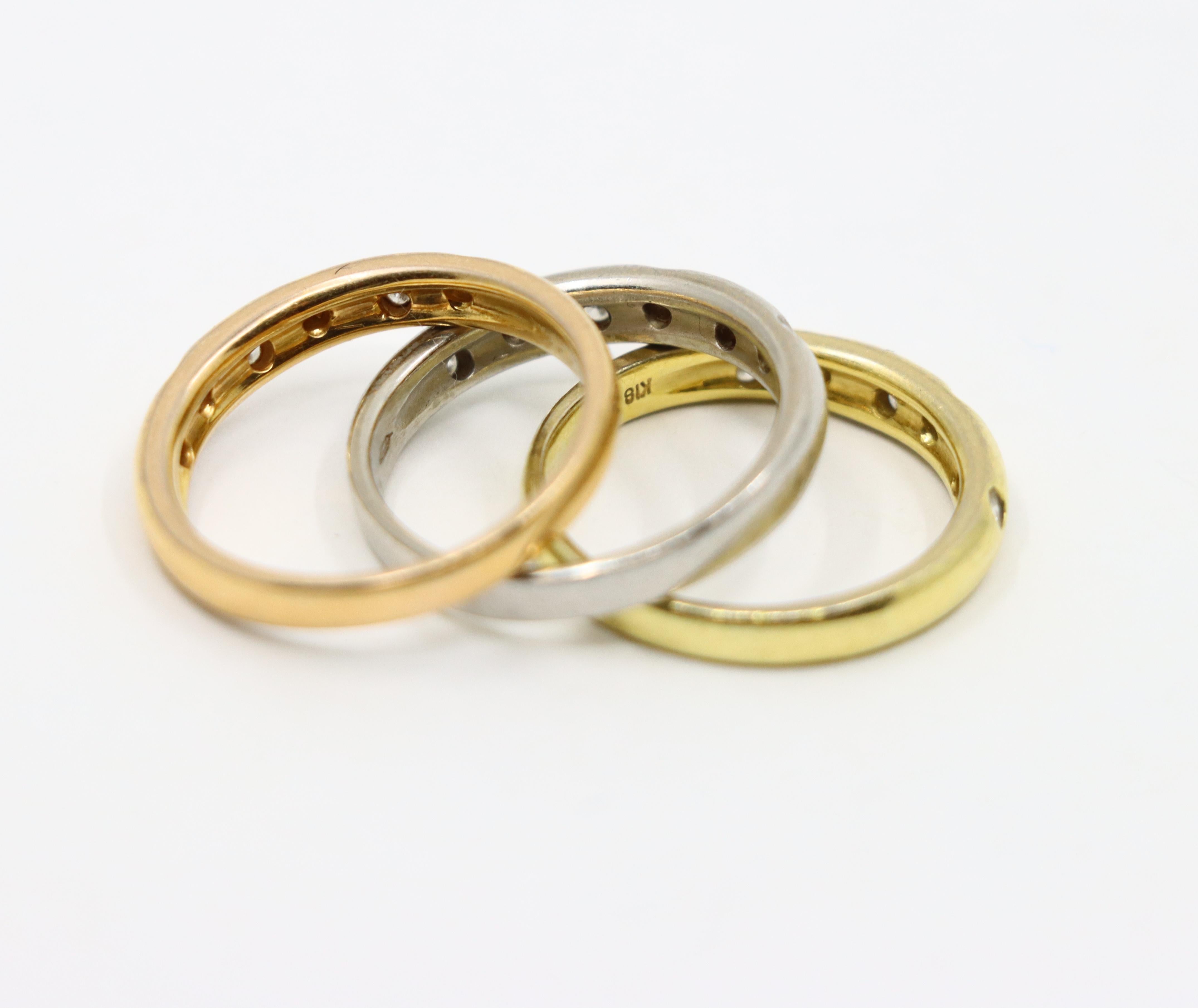 Anello Tri-Color d'epoca in oro 18 carati e platino con diamanti in vendita 2