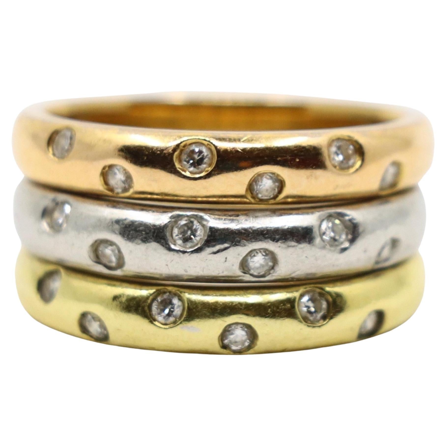 Vintage Tri-Color 18K Gold & Platinum Diamond Ring