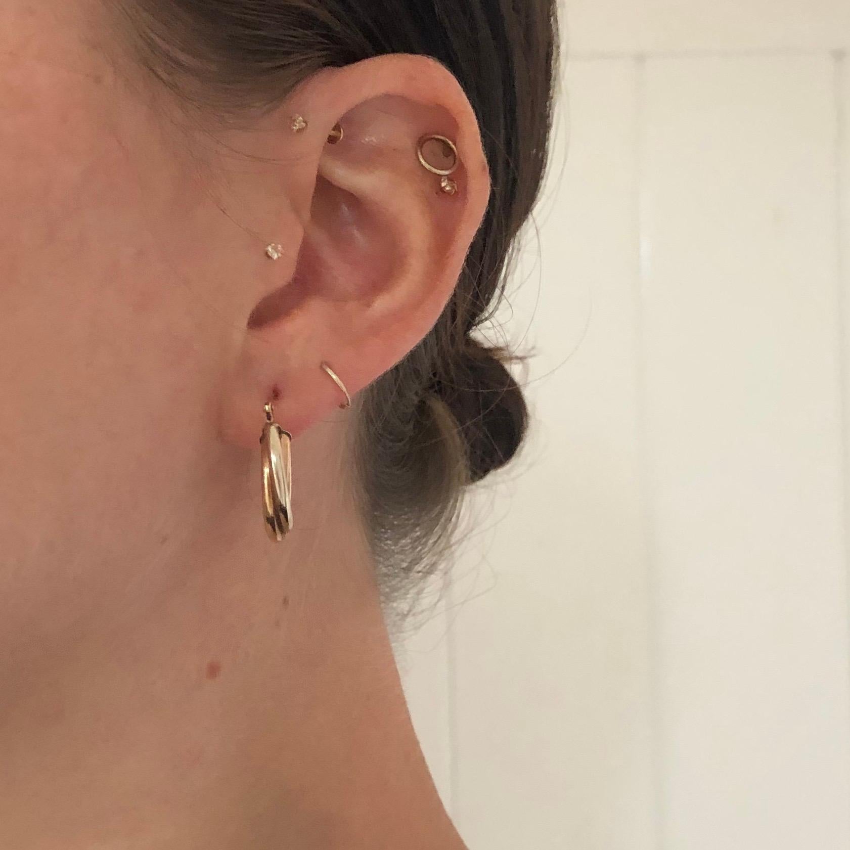 Boucles d'oreilles vintage en or 9 carats tricolore Pour femmes en vente