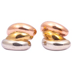 Vintage Tri-Color Gold Stud Earrings