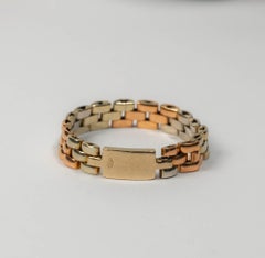 Vintage Tri-Color Yellow Rose White Mixed Gold Chain Ring