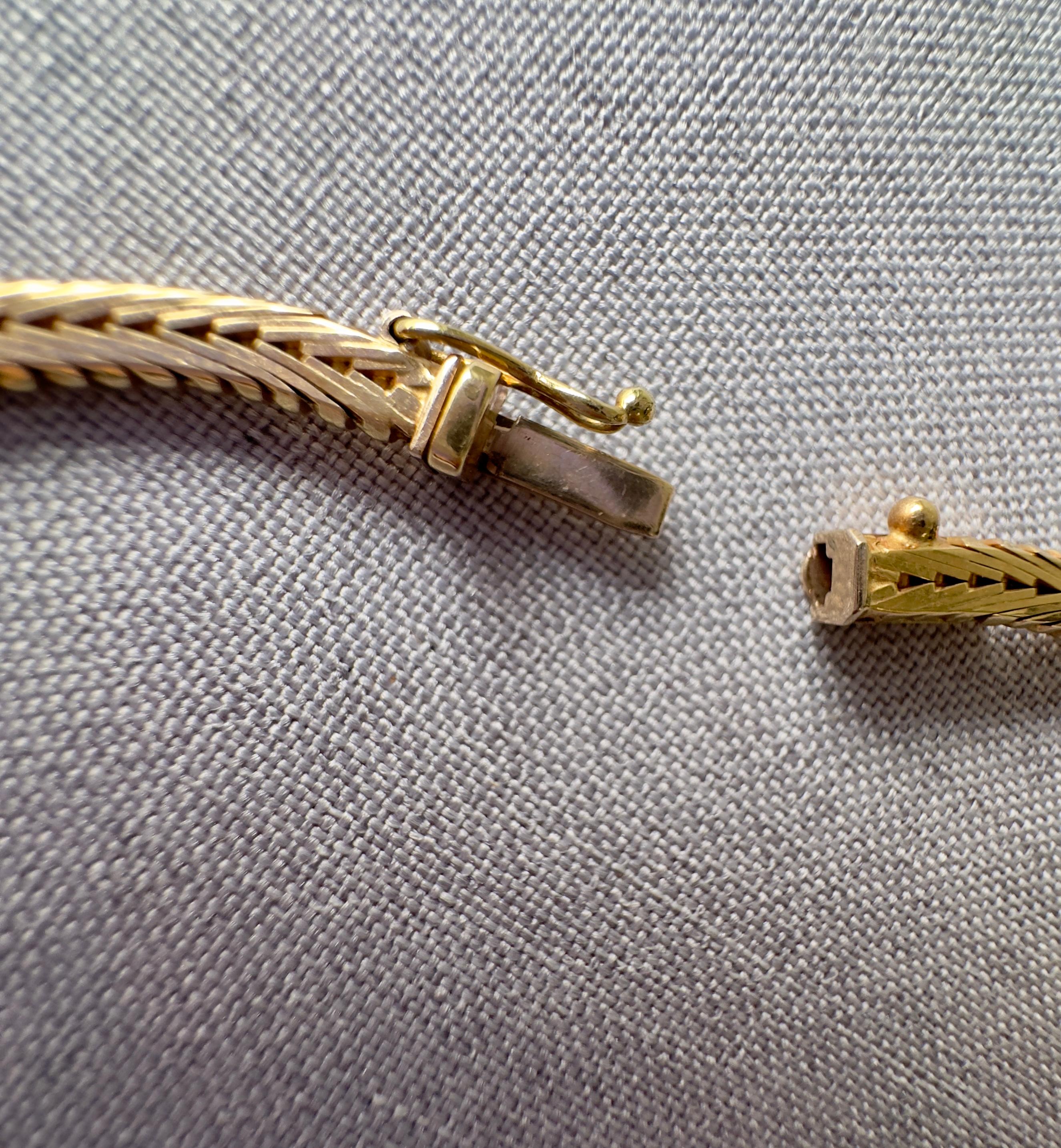 Vintage Tri-Tone 14K Italian Gold Collar Necklace For Sale 4